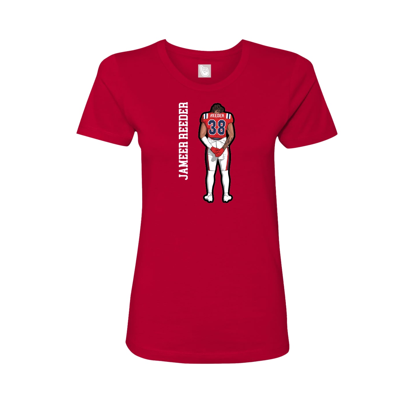 Womens Tee — Name Vertical in Red