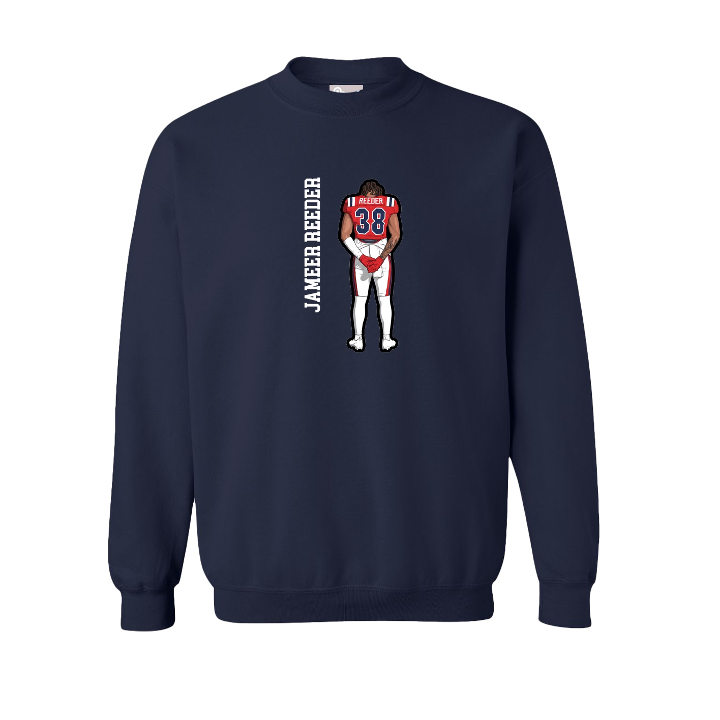 Fleece Crew — Name Vertical in Navy