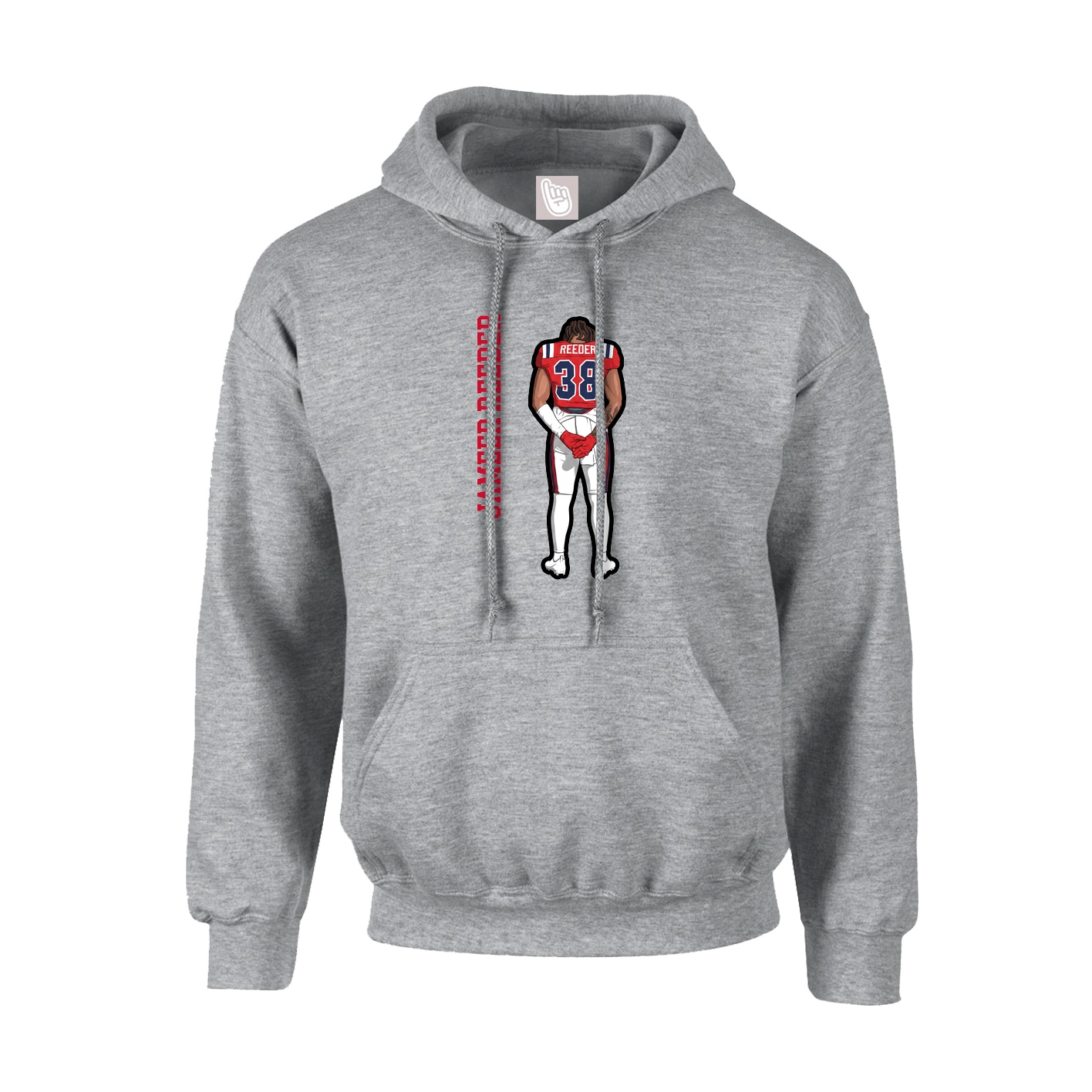 Youth Hoodie — Name Vertical in Grey