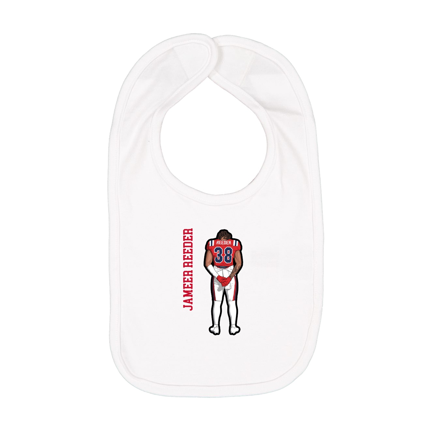 Infant Bib — Name Vertical in White