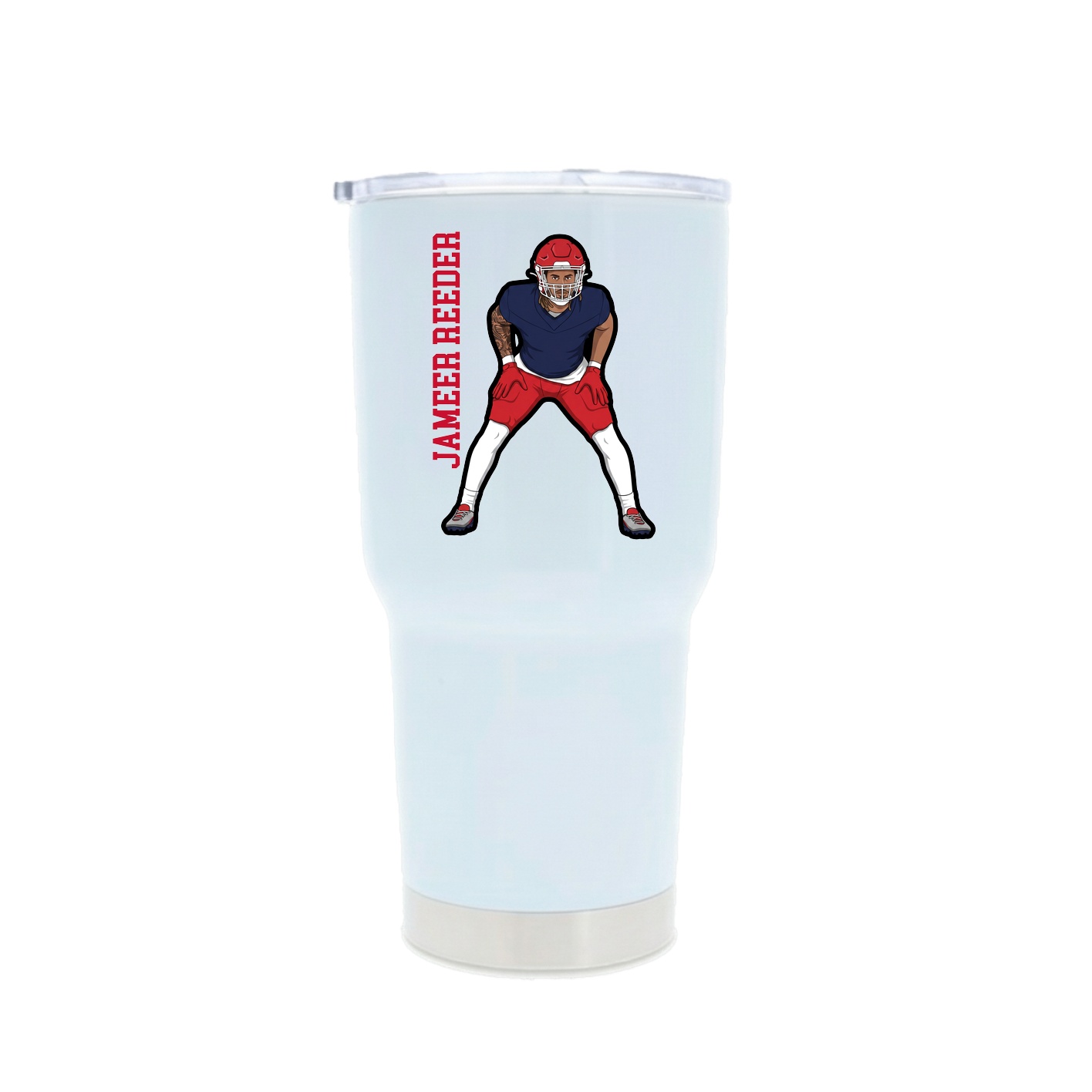 30oz Stainless Steel Tumbler — Name Vertical in White
