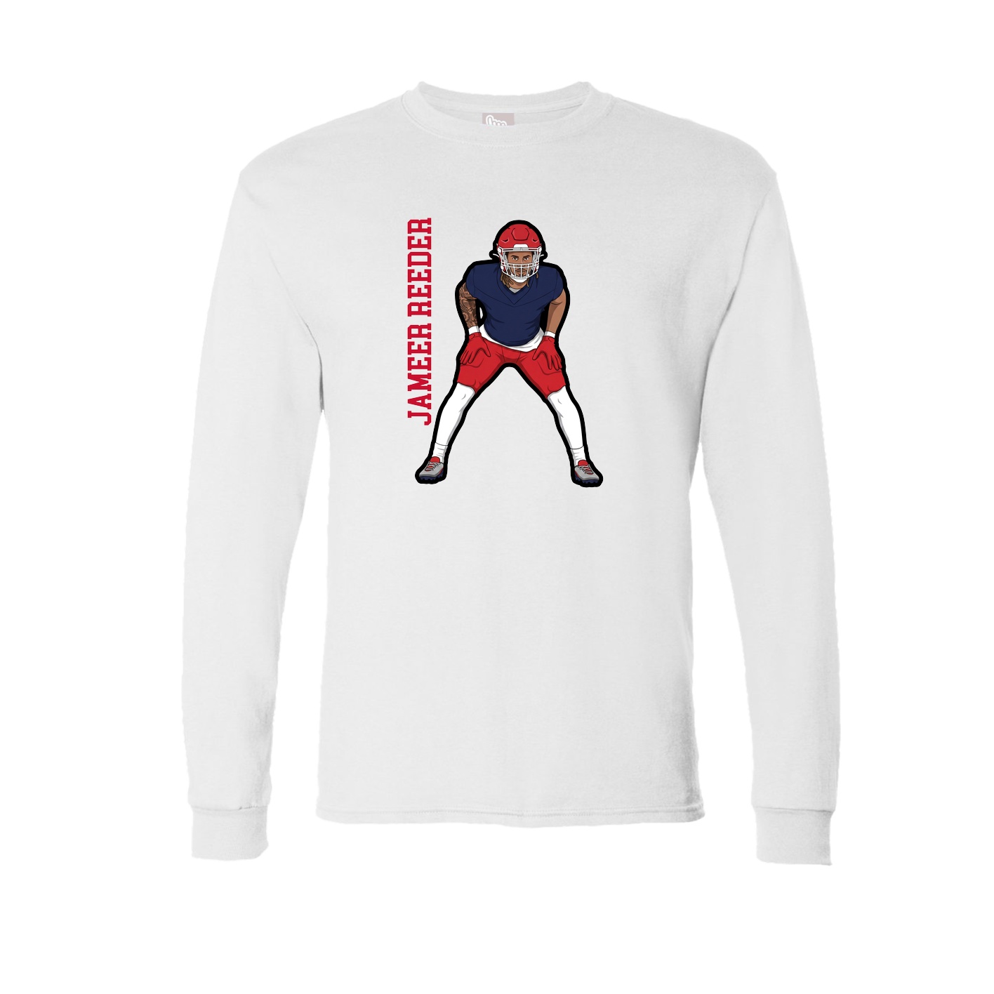 Long Sleeve Tee — Name Vertical in White