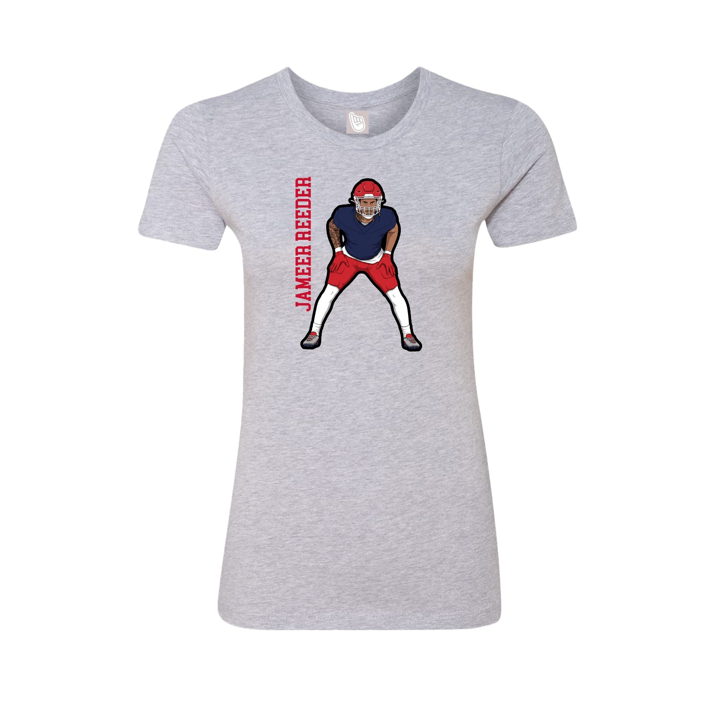 Womens Tee — Name Vertical in Grey