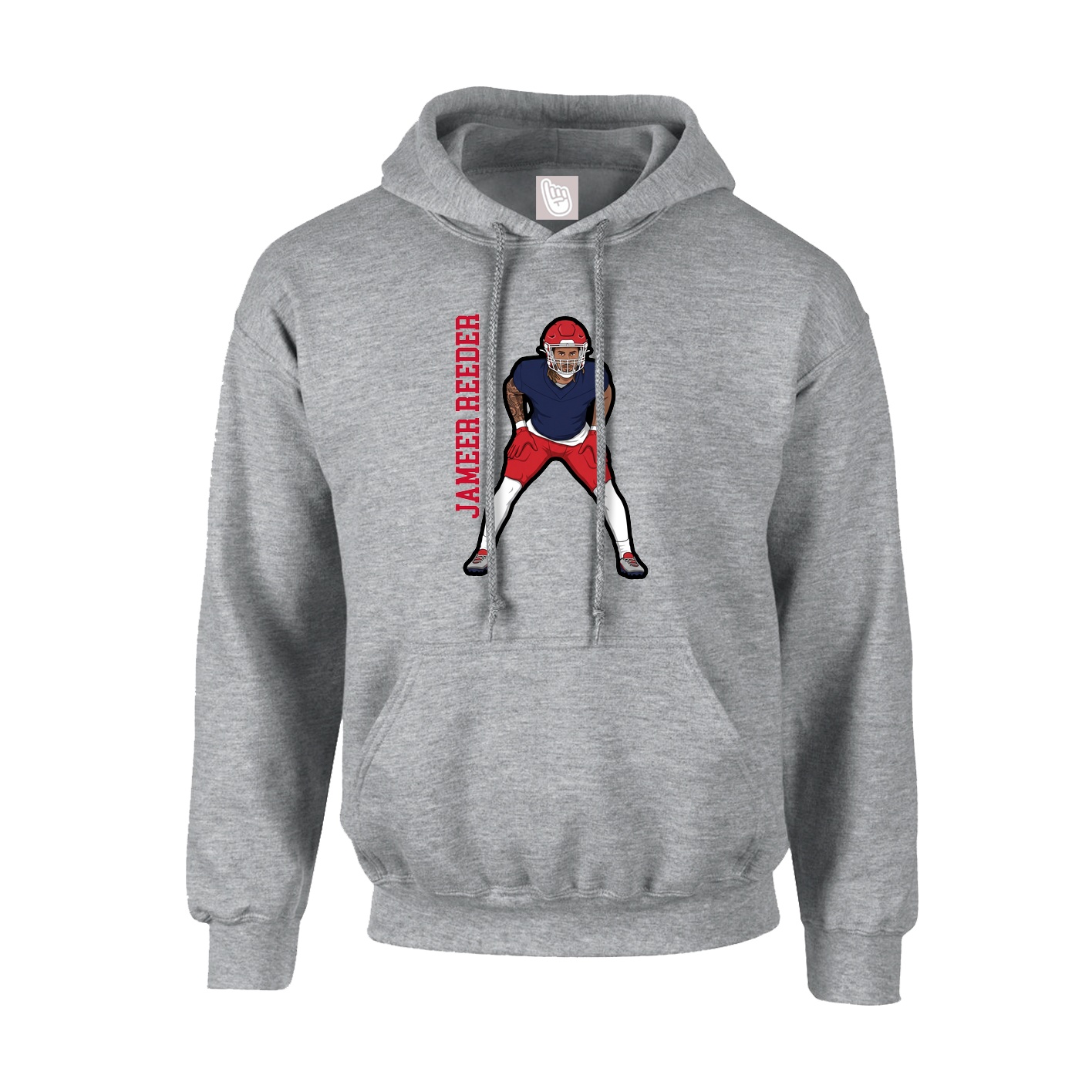 Hoodie — Name Vertical in Grey