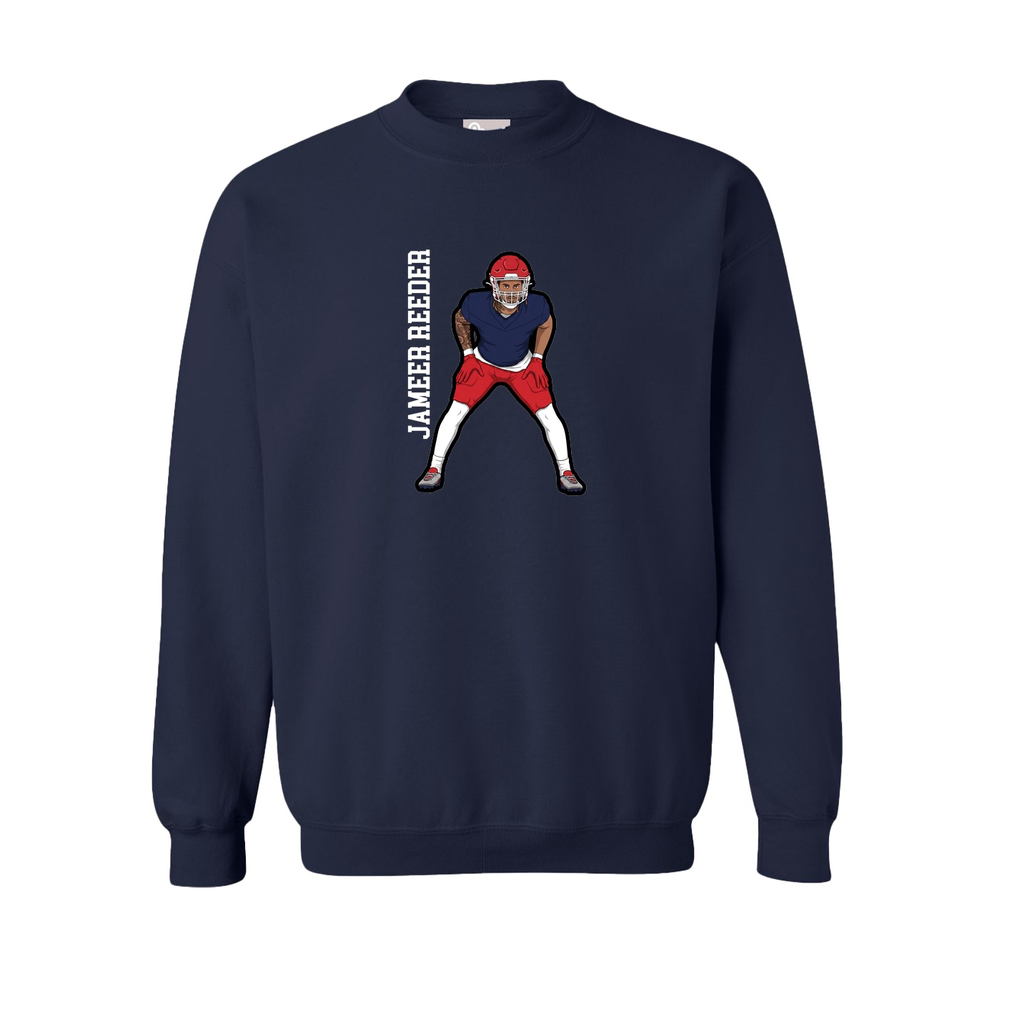 Fleece Crew — Name Vertical in Navy