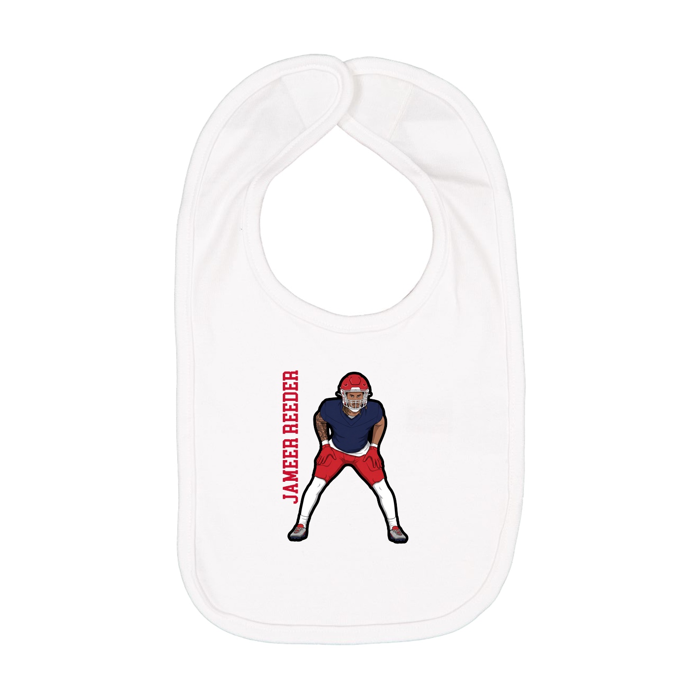 Infant Bib — Name Vertical in White