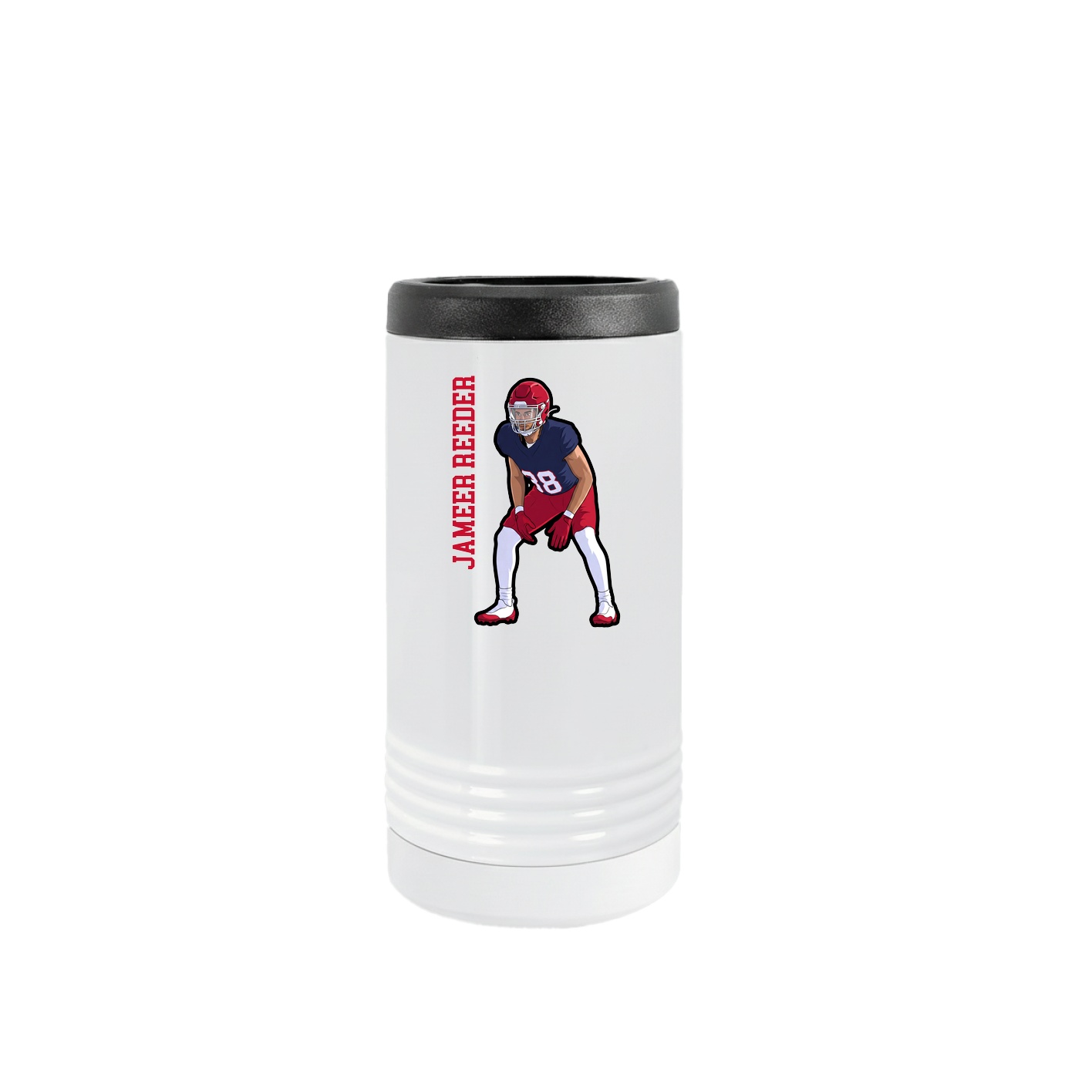 Slim Beverage Holder — Name Vertical in White