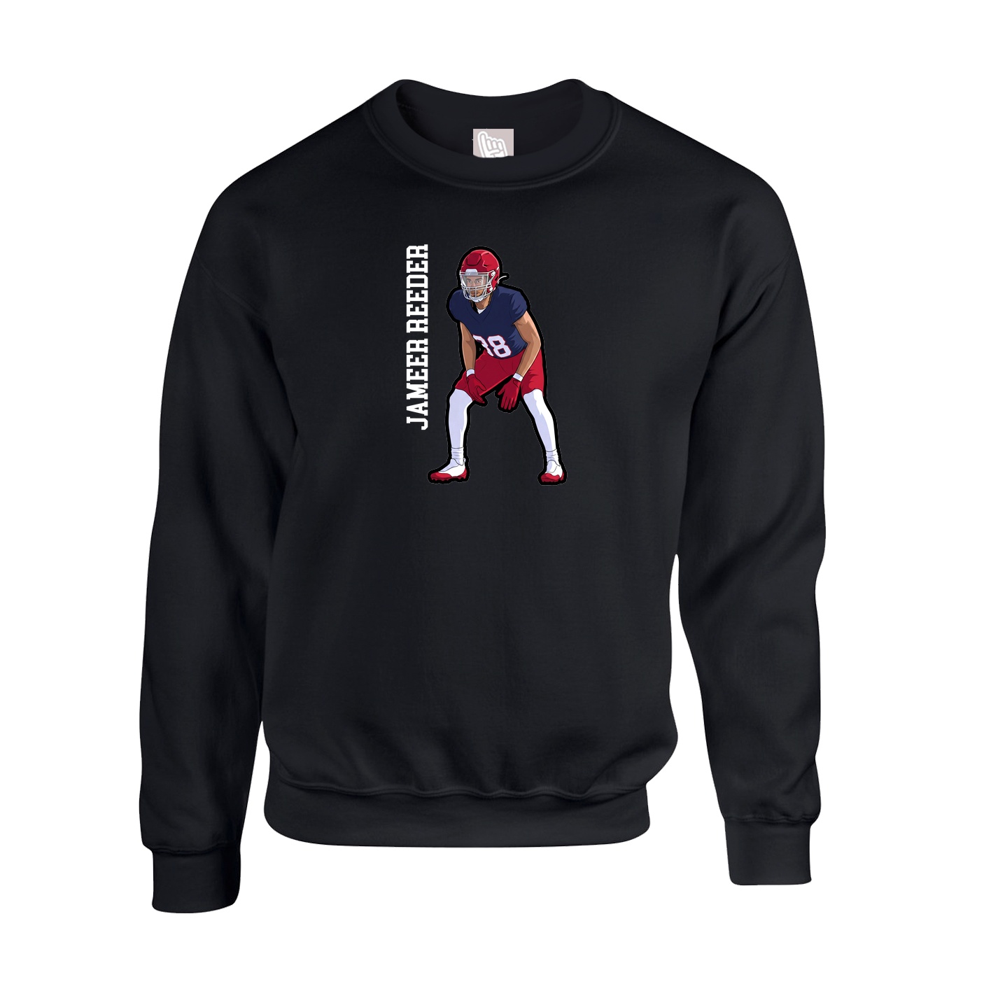 Fleece Crew — Name Vertical in Black