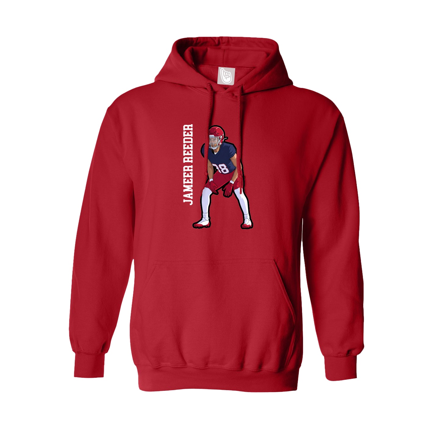 Youth Hoodie — Name Vertical in Red