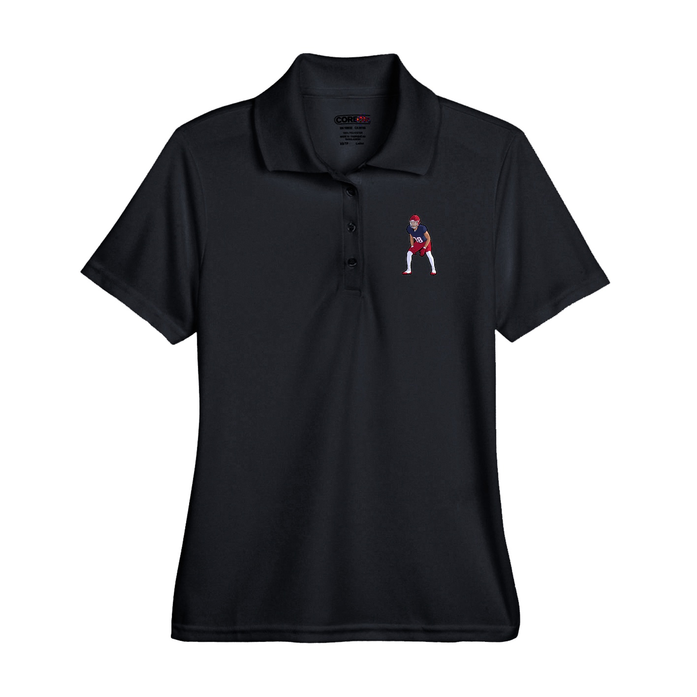 Performance Polo — Name Vertical in Black