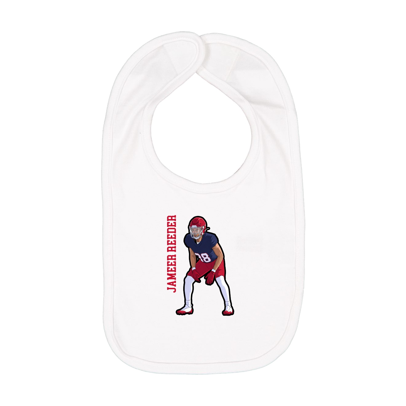 Infant Bib — Name Vertical in White
