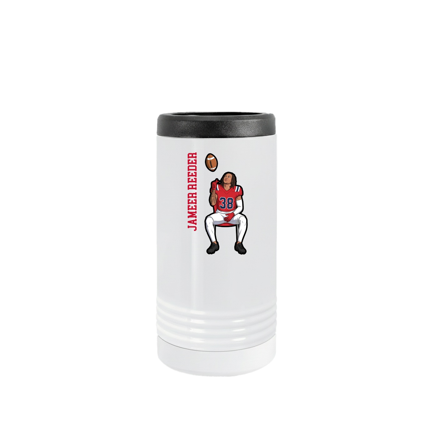 Slim Beverage Holder — Name Vertical in White