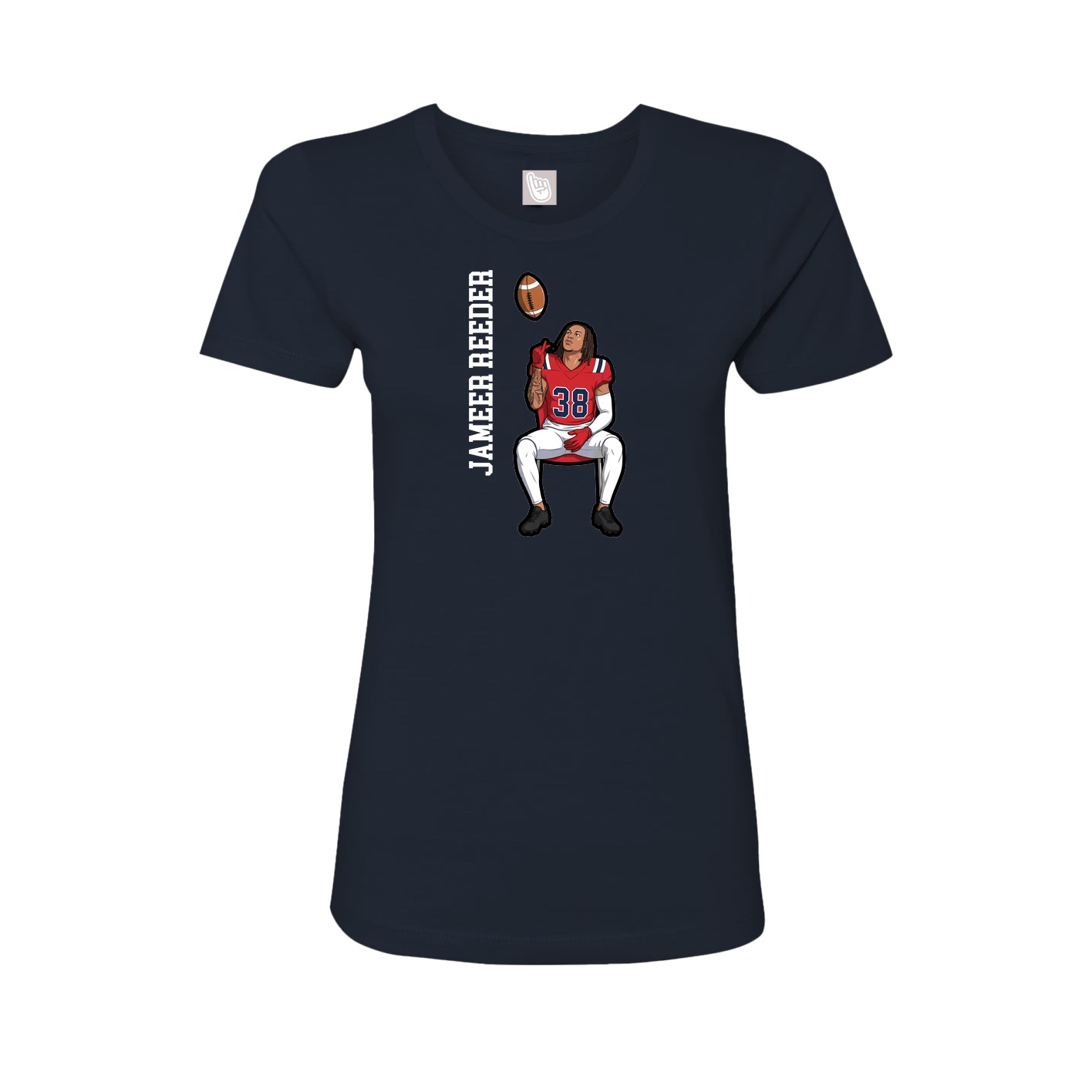 Womens Tee — Name Vertical in Navy