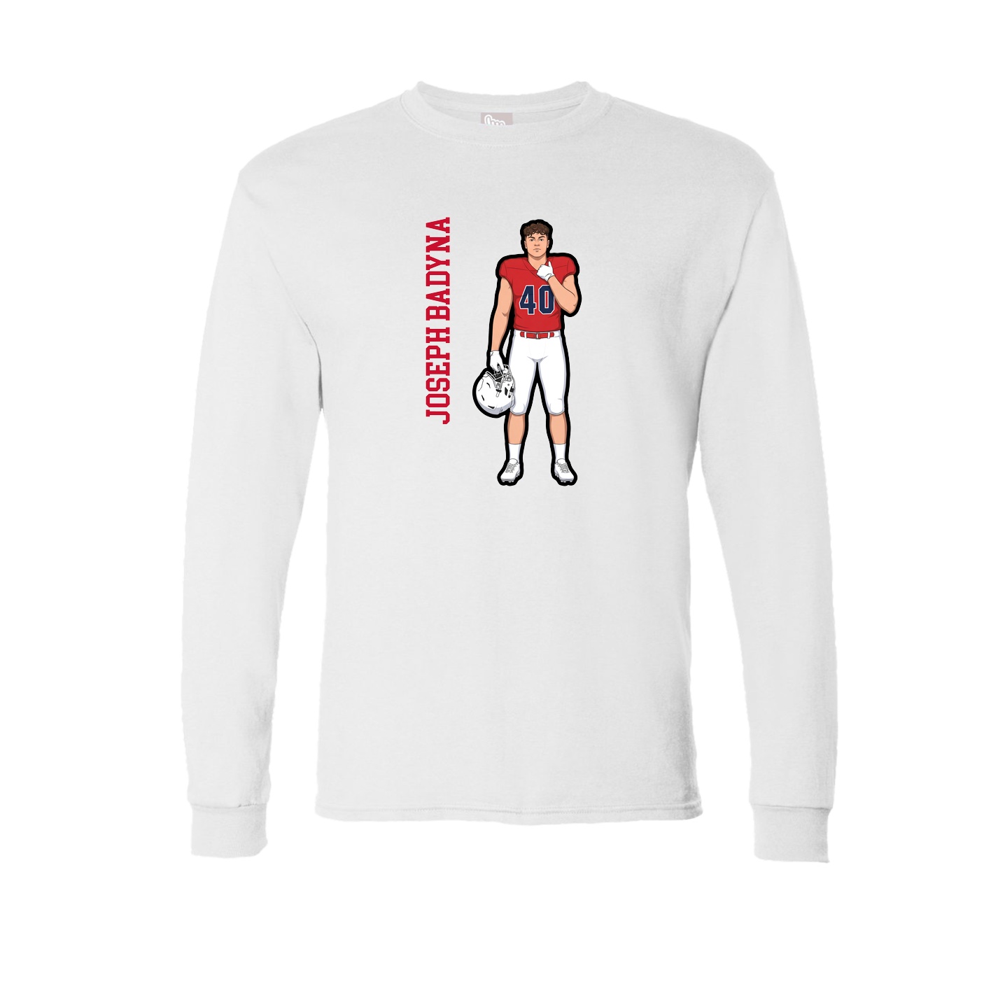 Long Sleeve Tee — Name Vertical in White