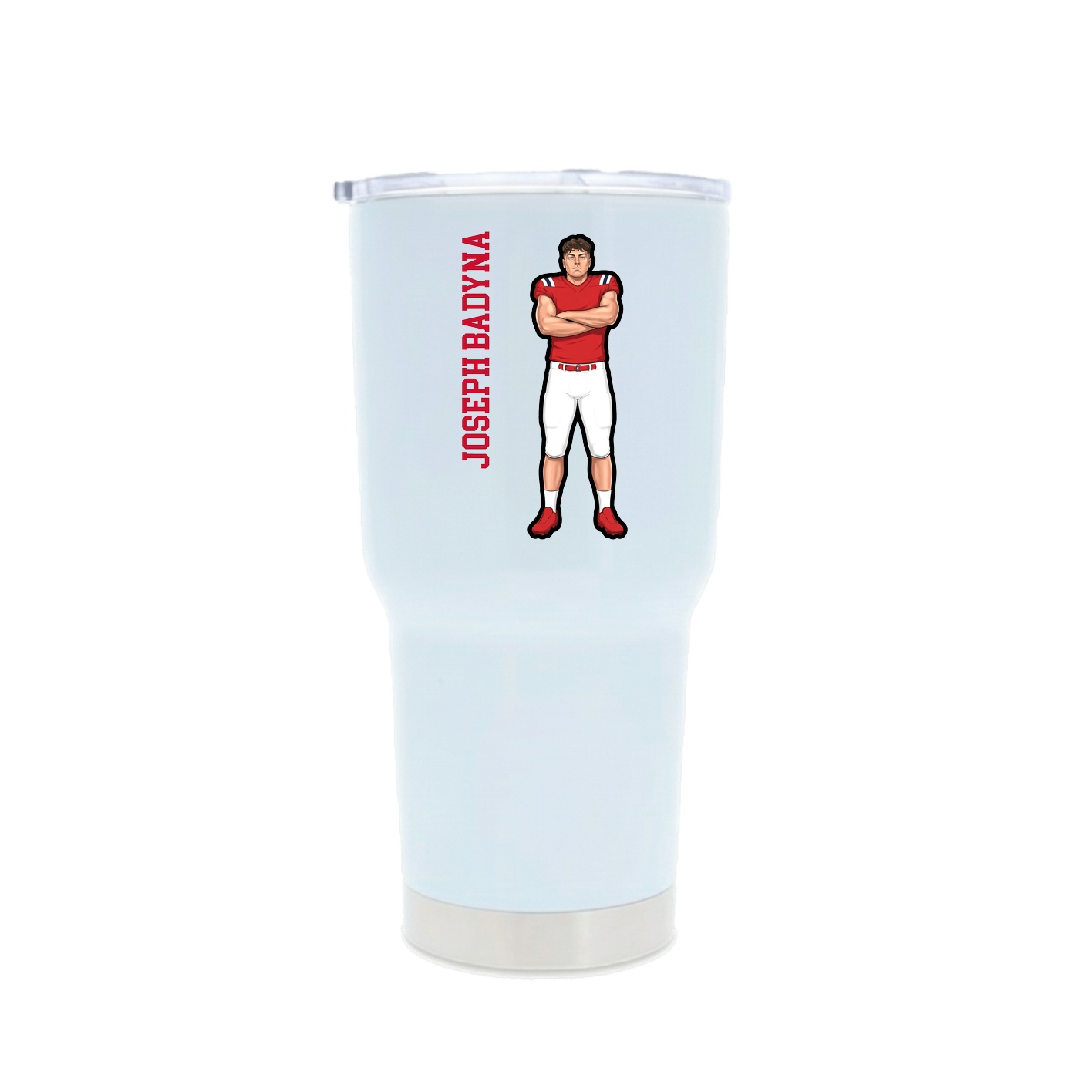 30oz Stainless Steel Tumbler — Name Vertical in White