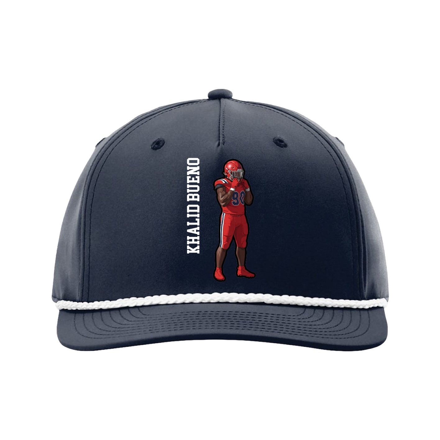 Five-Panel Classic Rope Cap — Name Vertical in Navy