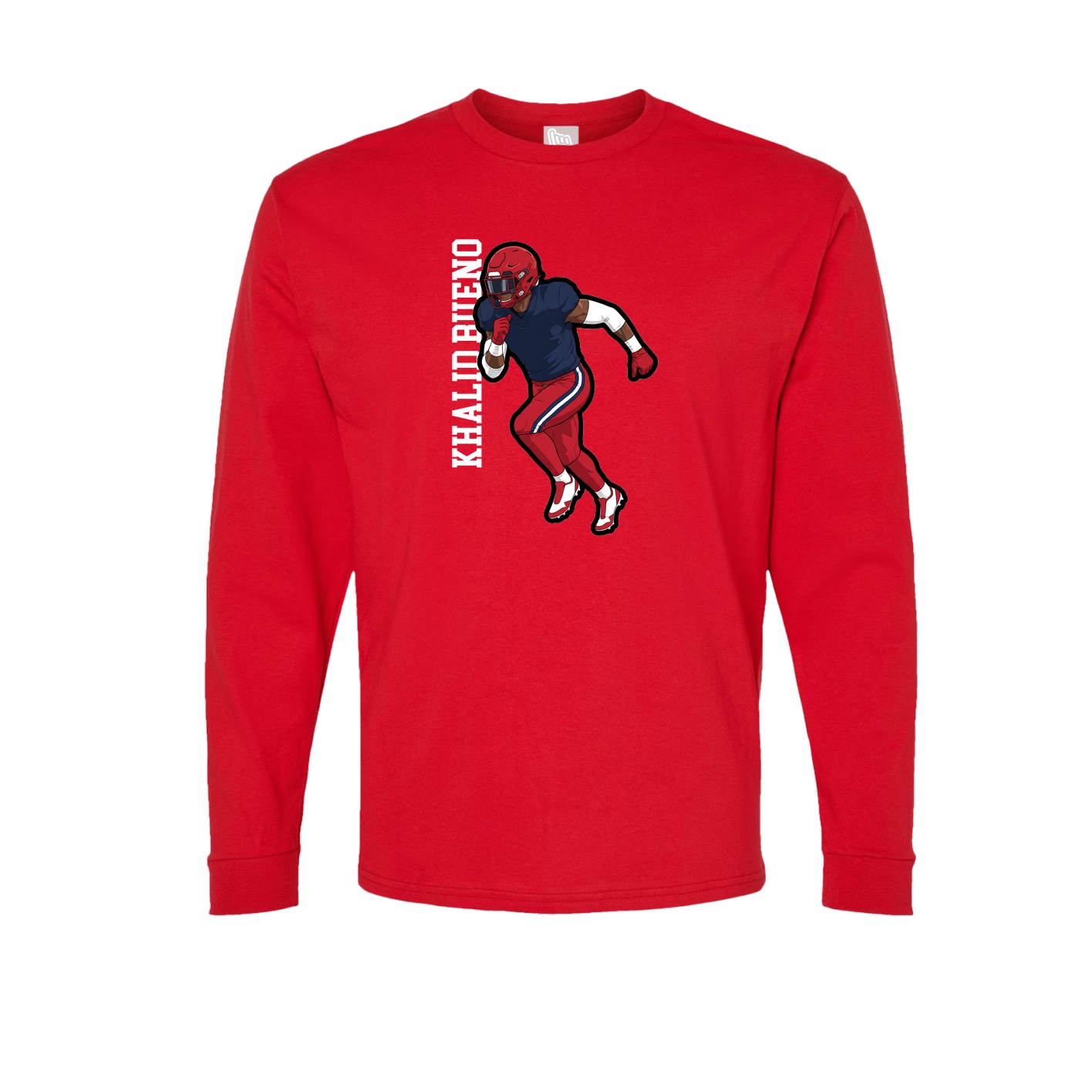 Long Sleeve Tee — Name Vertical in Red
