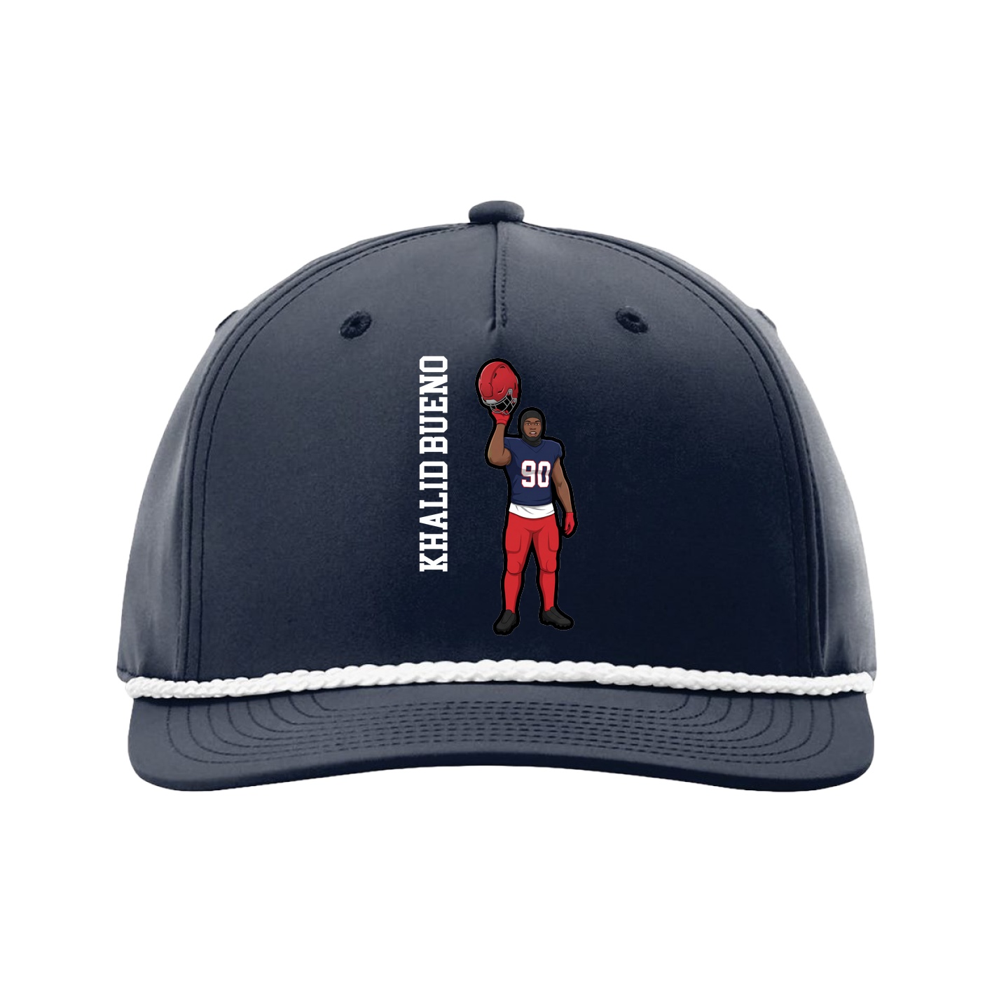 Five-Panel Classic Rope Cap — Name Vertical in Navy