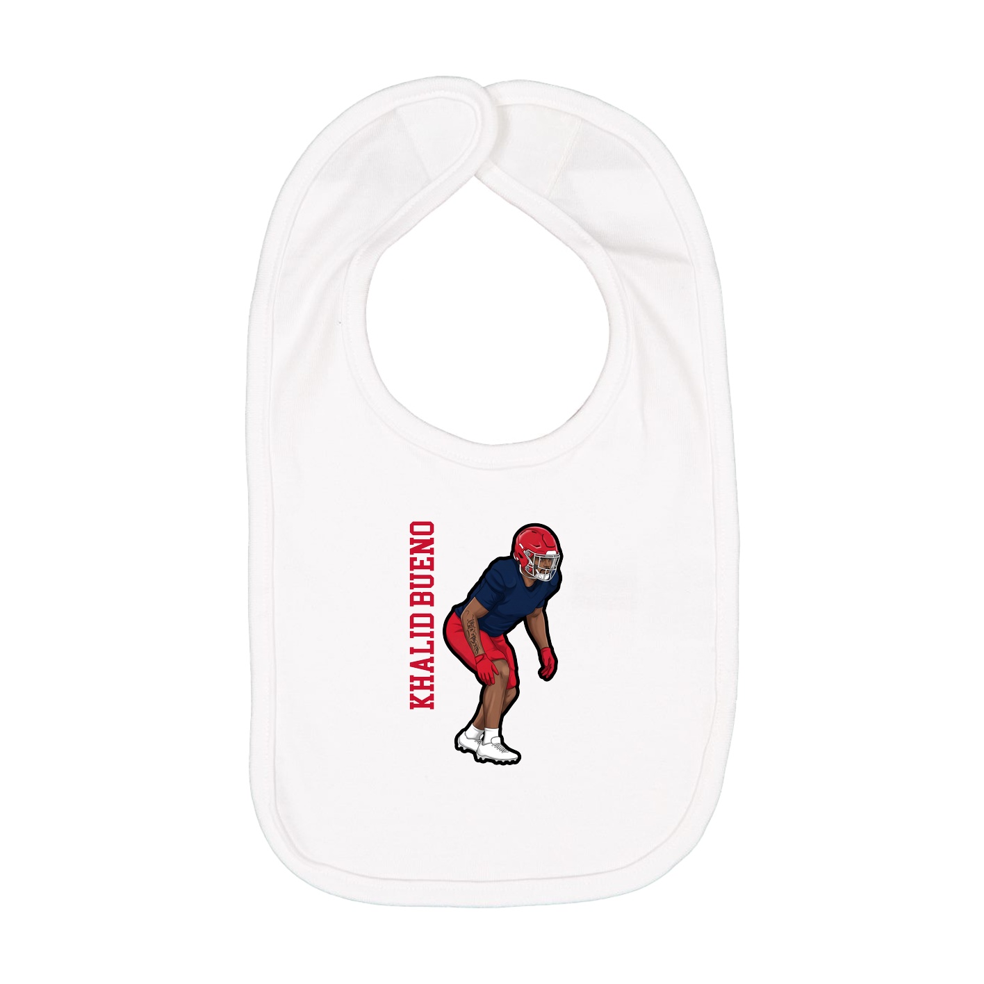Infant Bib — Name Vertical in White