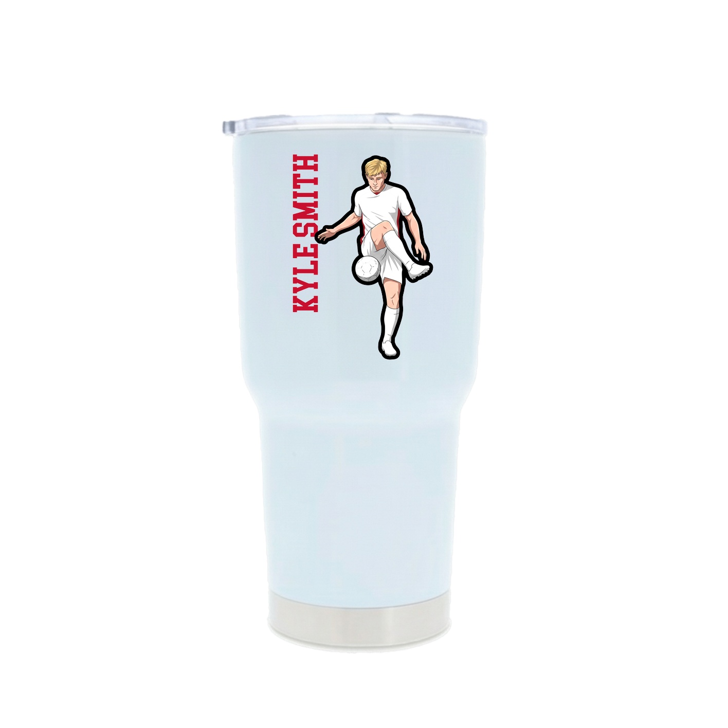 30oz Stainless Steel Tumbler — Name Vertical in White