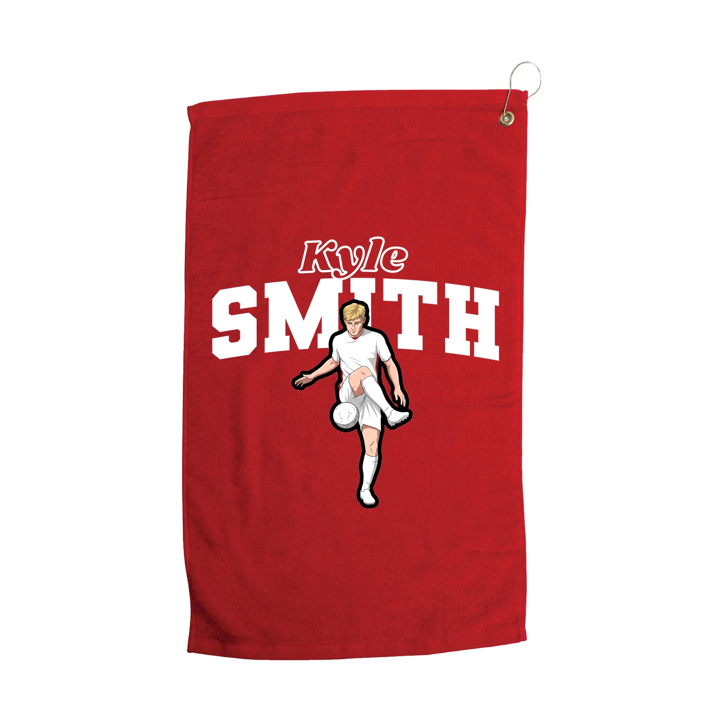 Golf Towel — Name Arch in Red
