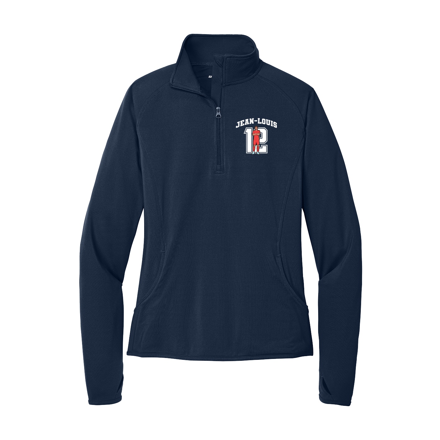 Women's Q-Zip Pullover — Number in Navy