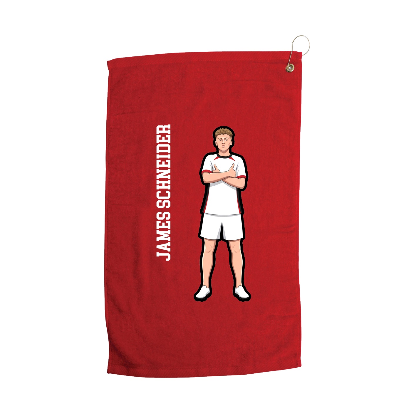 Golf Towel — Name Vertical in Red
