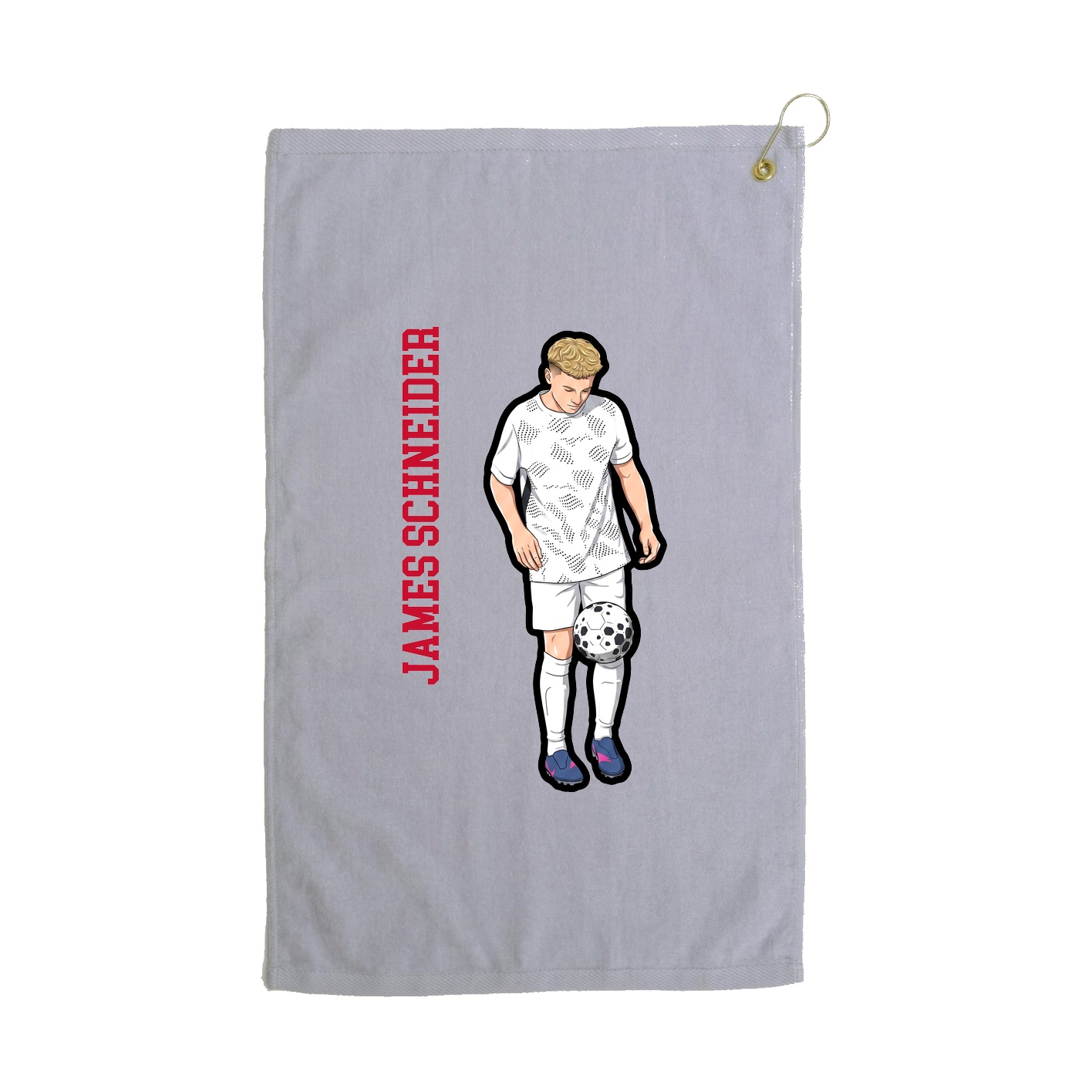 Golf Towel — Name Vertical in Grey