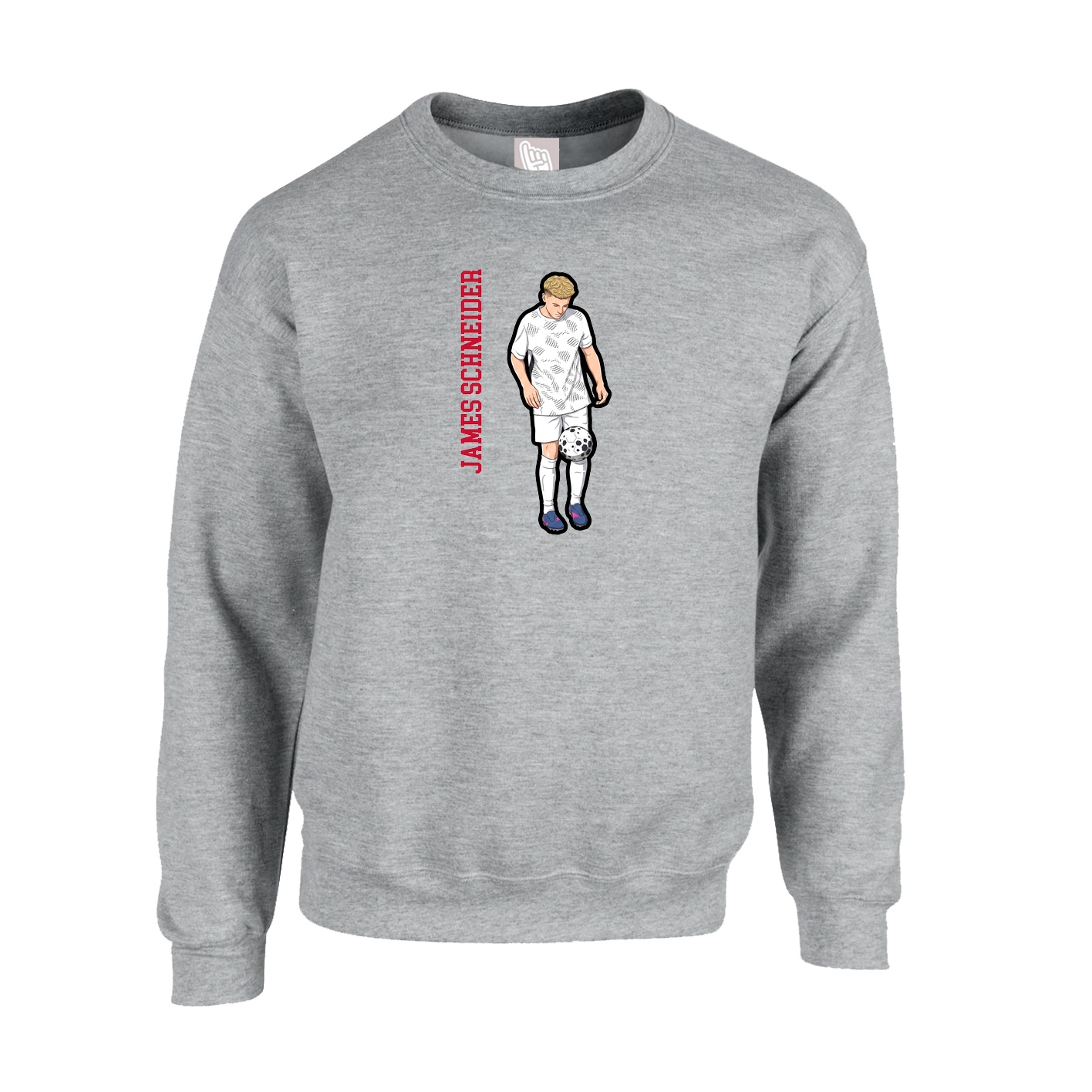 Fleece Crew — Name Vertical in Grey