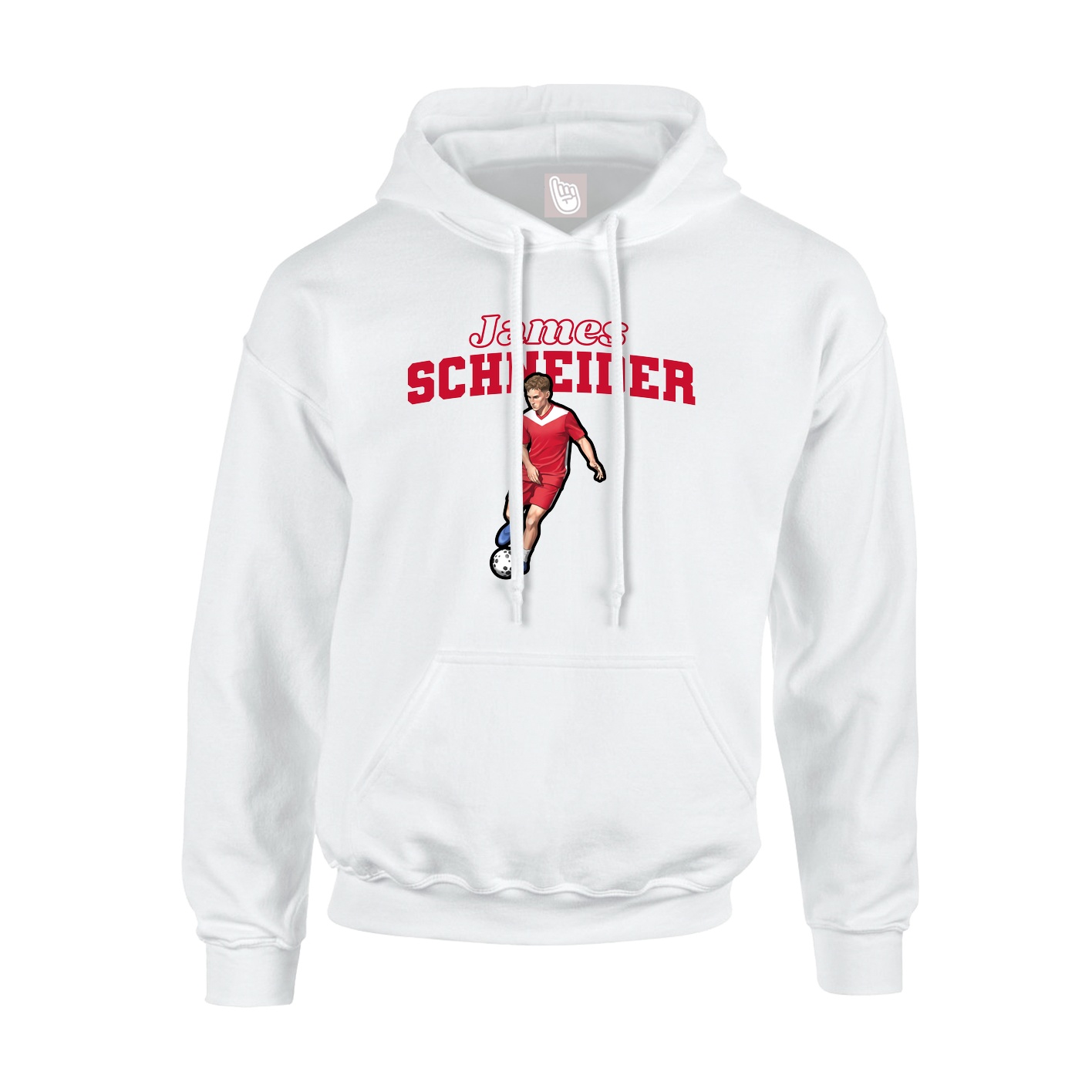 Youth Hoodie — Name Arch in White