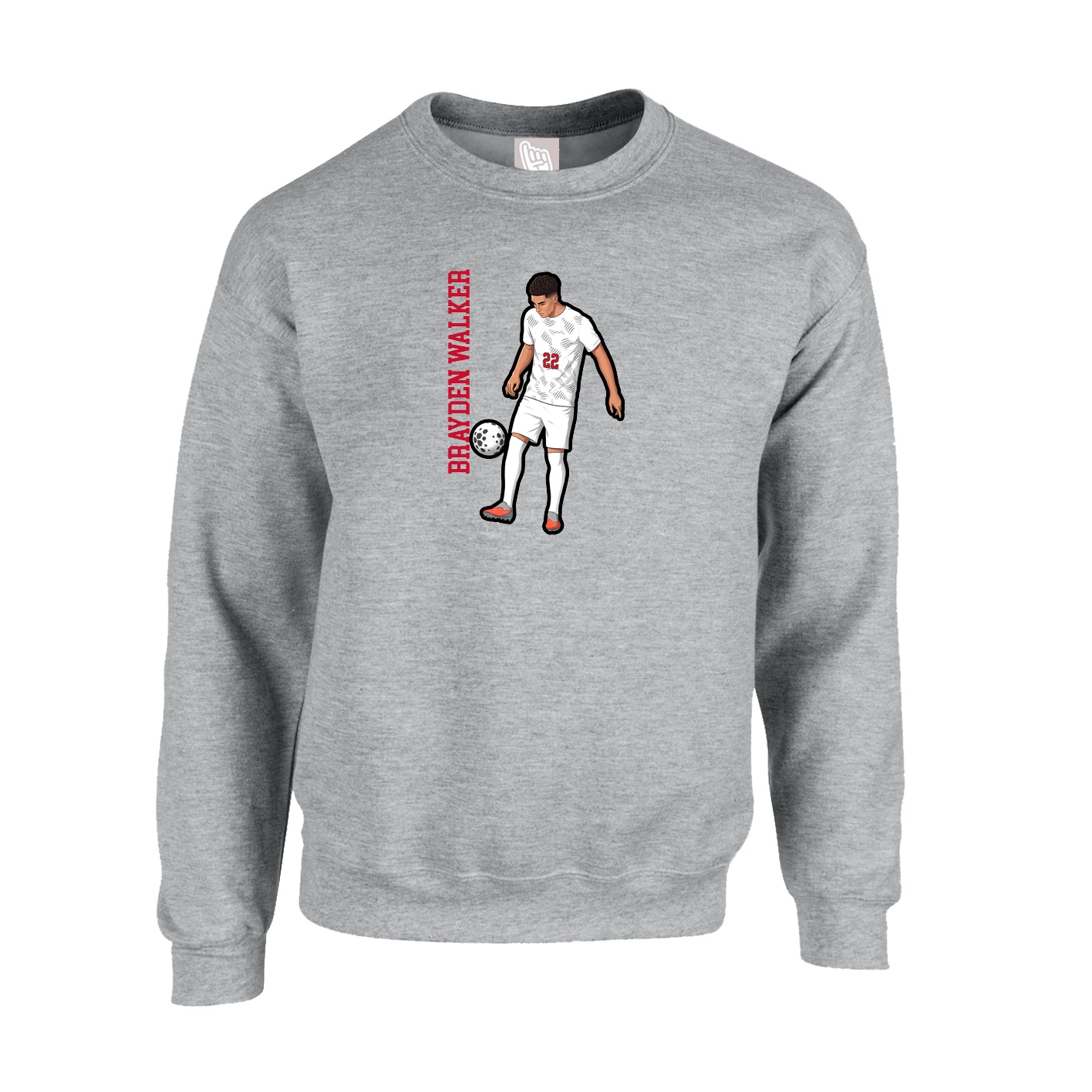 Fleece Crew — Name Vertical in Grey