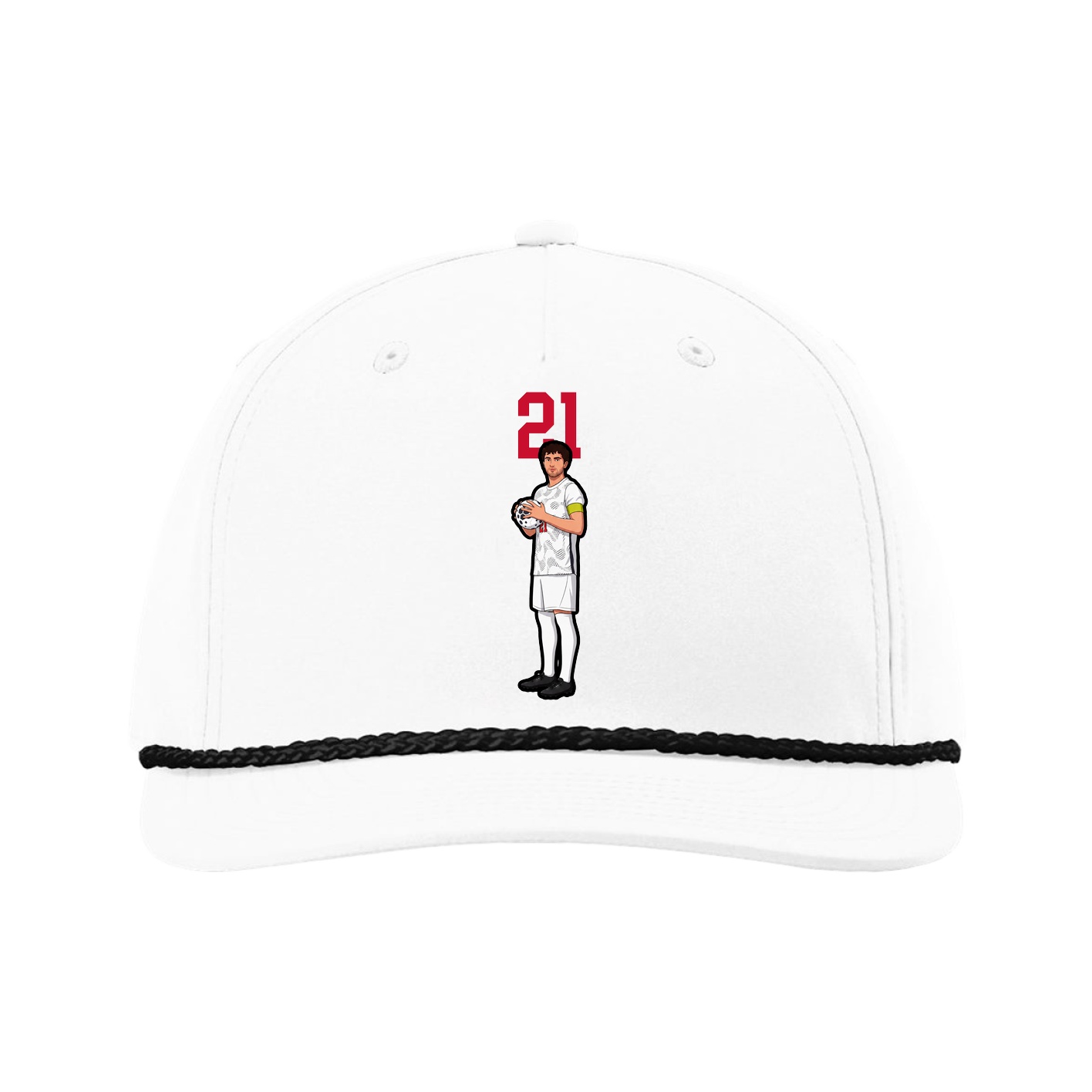 Five-Panel Classic Rope Cap — Number Top in White