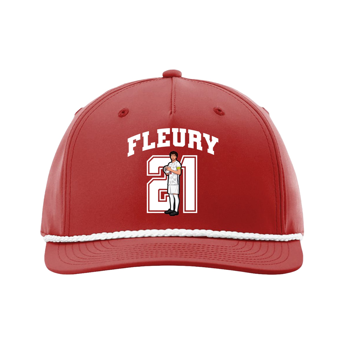 Five-Panel Classic Rope Cap — Number in Red