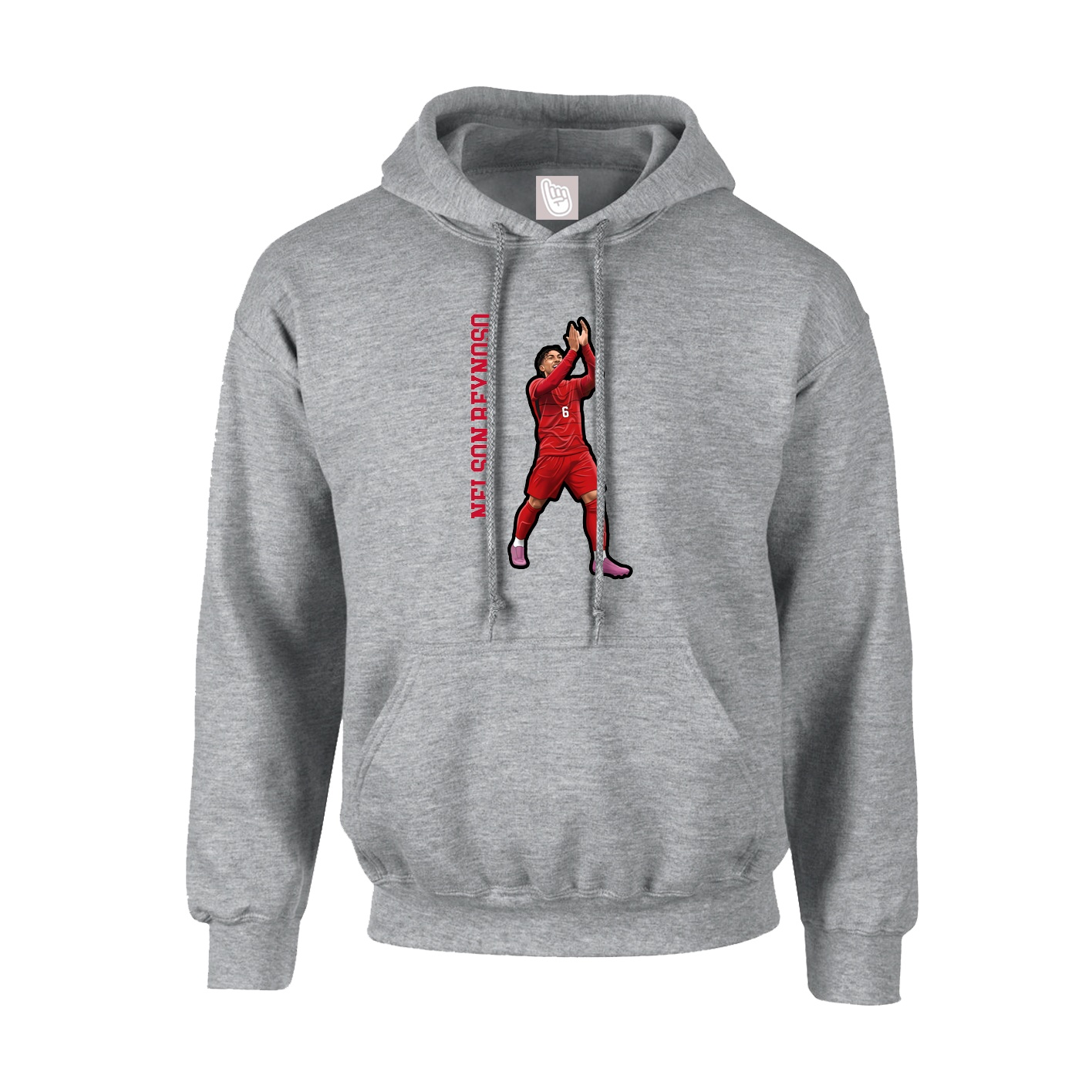 Youth Hoodie — Name Vertical in Grey