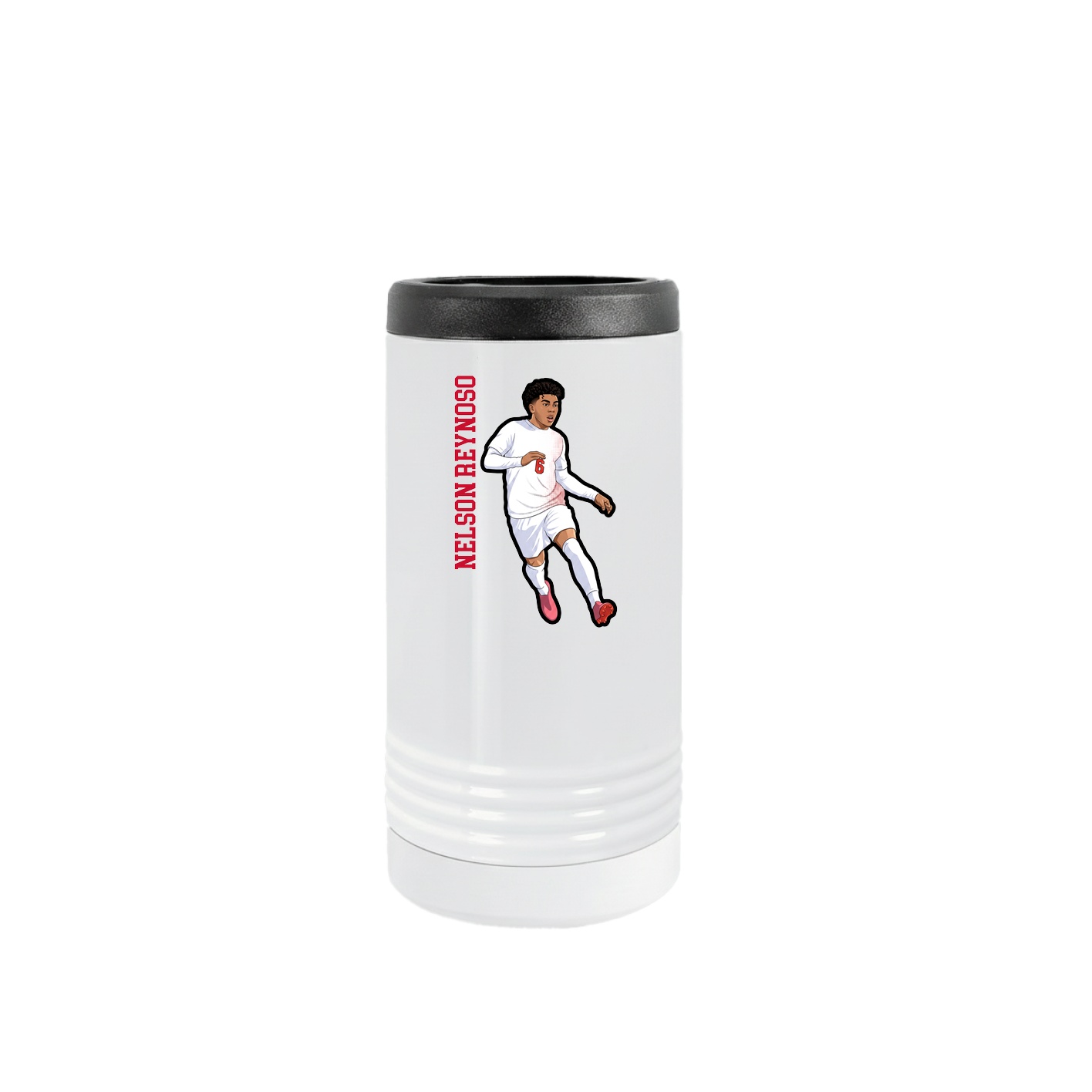 Slim Beverage Holder — Name Vertical in White