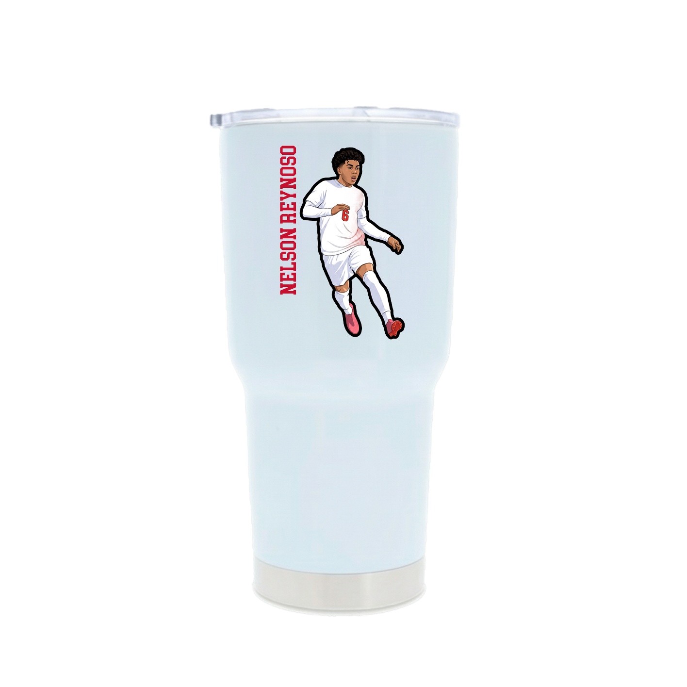 30oz Stainless Steel Tumbler — Name Vertical in White
