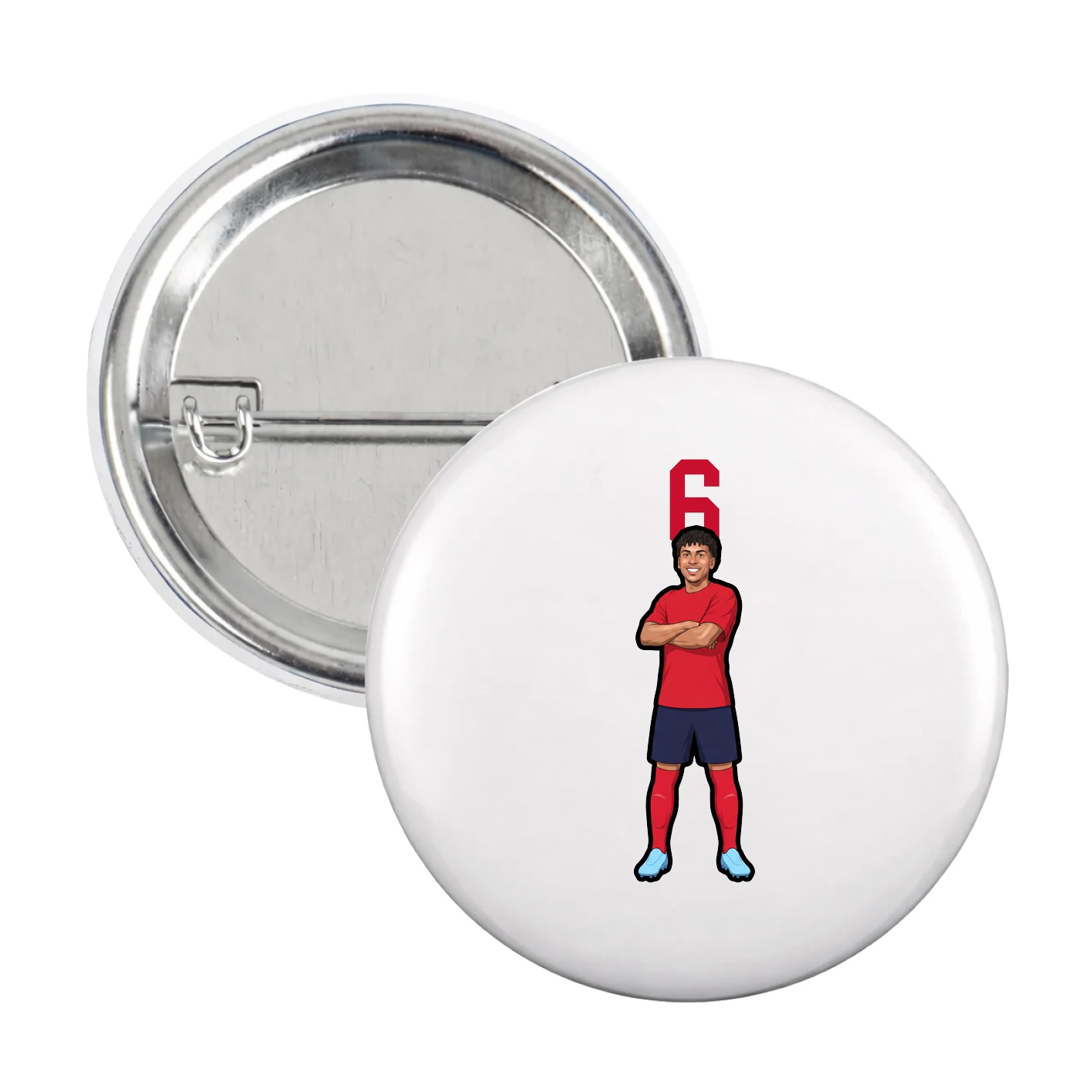 Game Day Button — Number Top in White