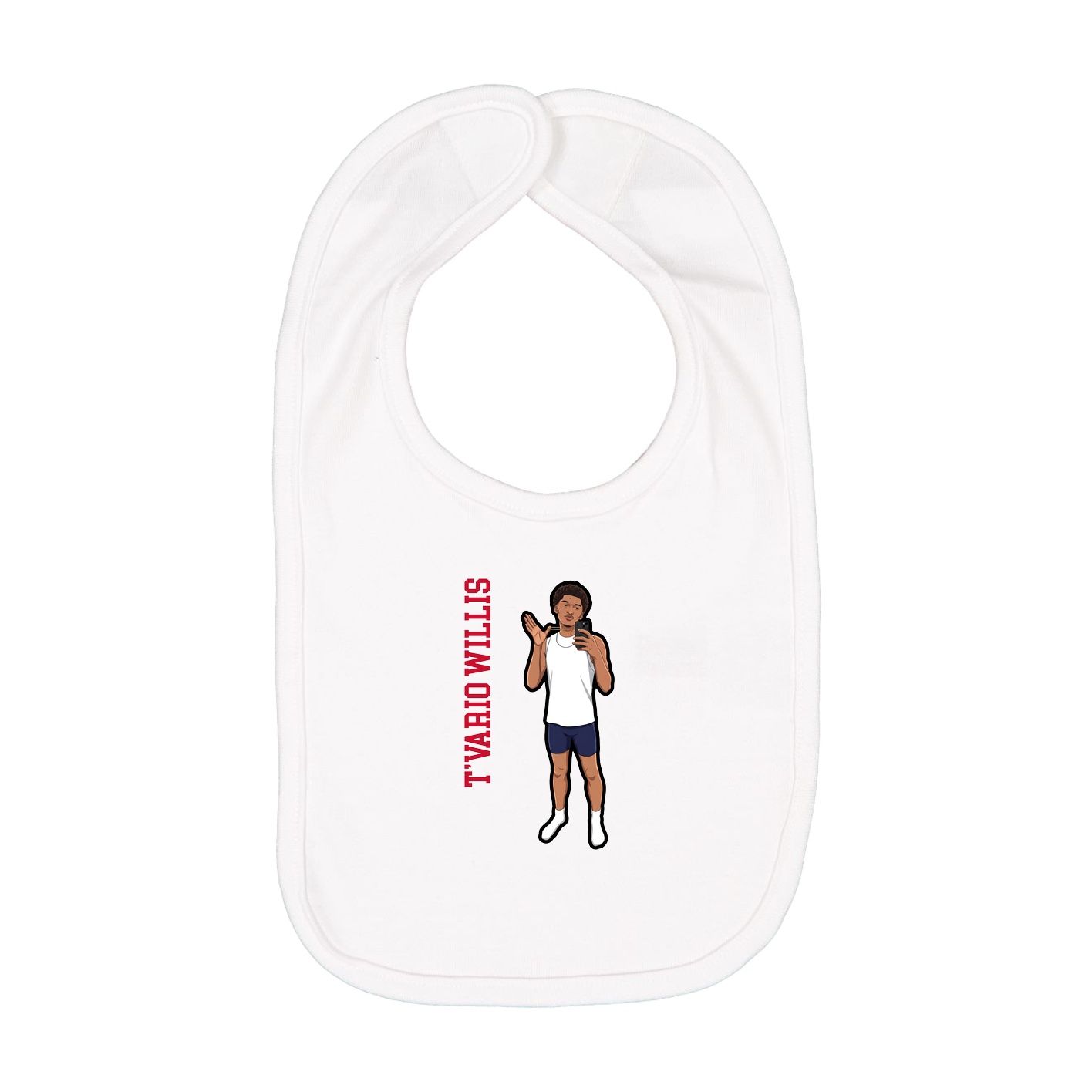 Infant Bib — Name Vertical in White