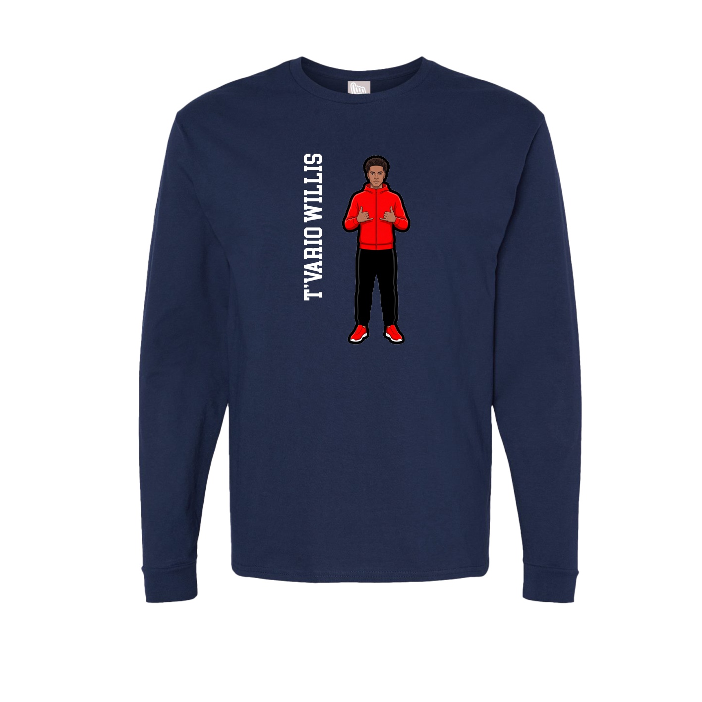 Long Sleeve Tee — Name Vertical in Navy