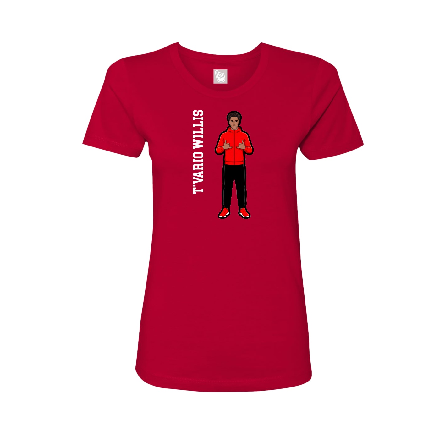 Womens Tee — Name Vertical in Red