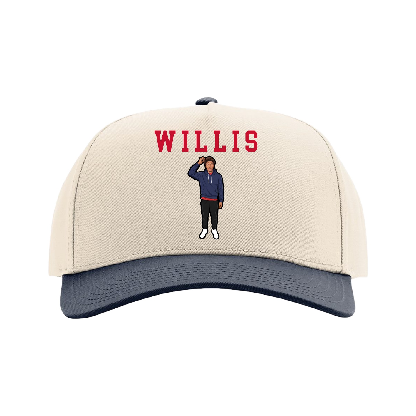 Full Fabric Five-Panel Champ Cap — Shirsey in Cream/Navy