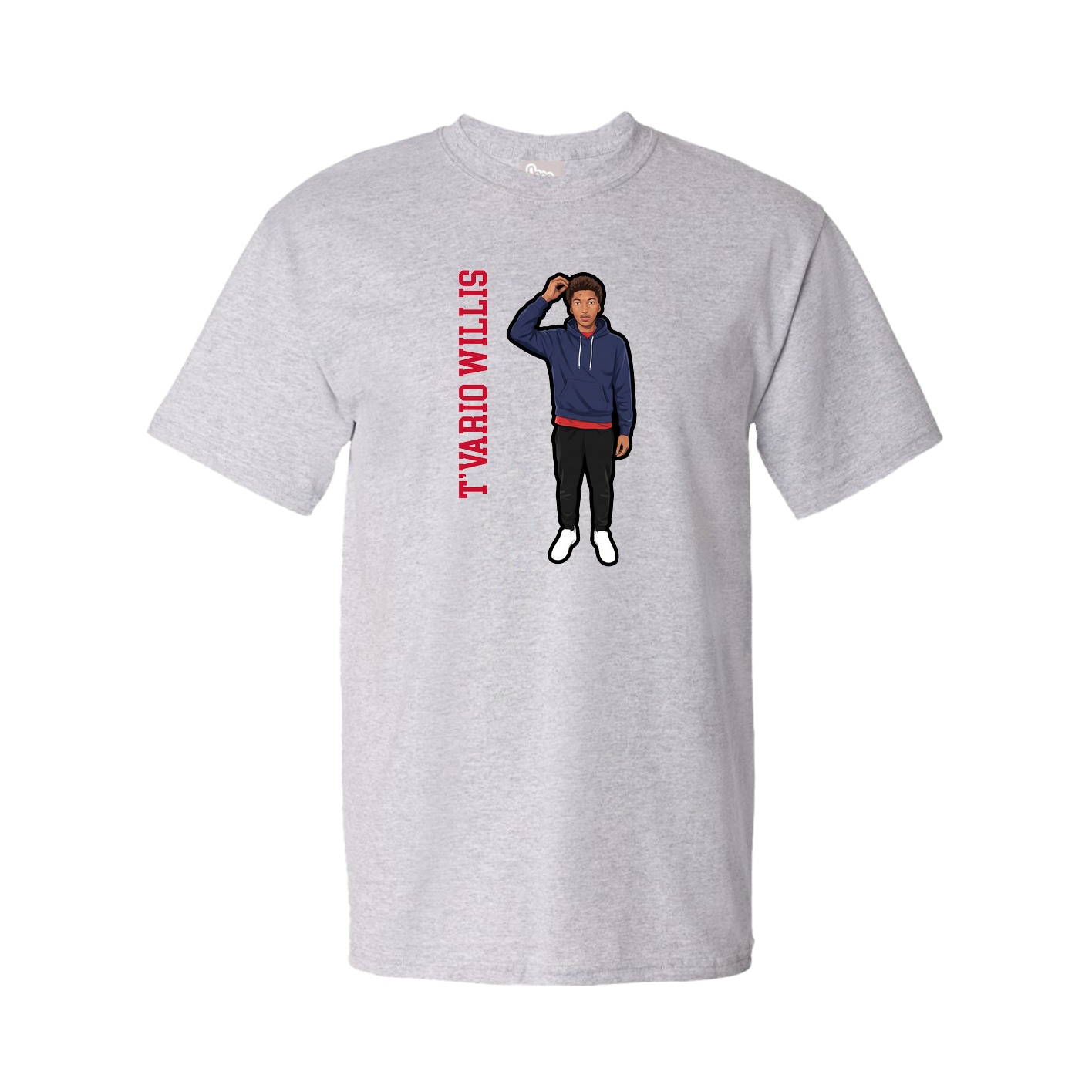Youth Tee — Name Vertical in Grey