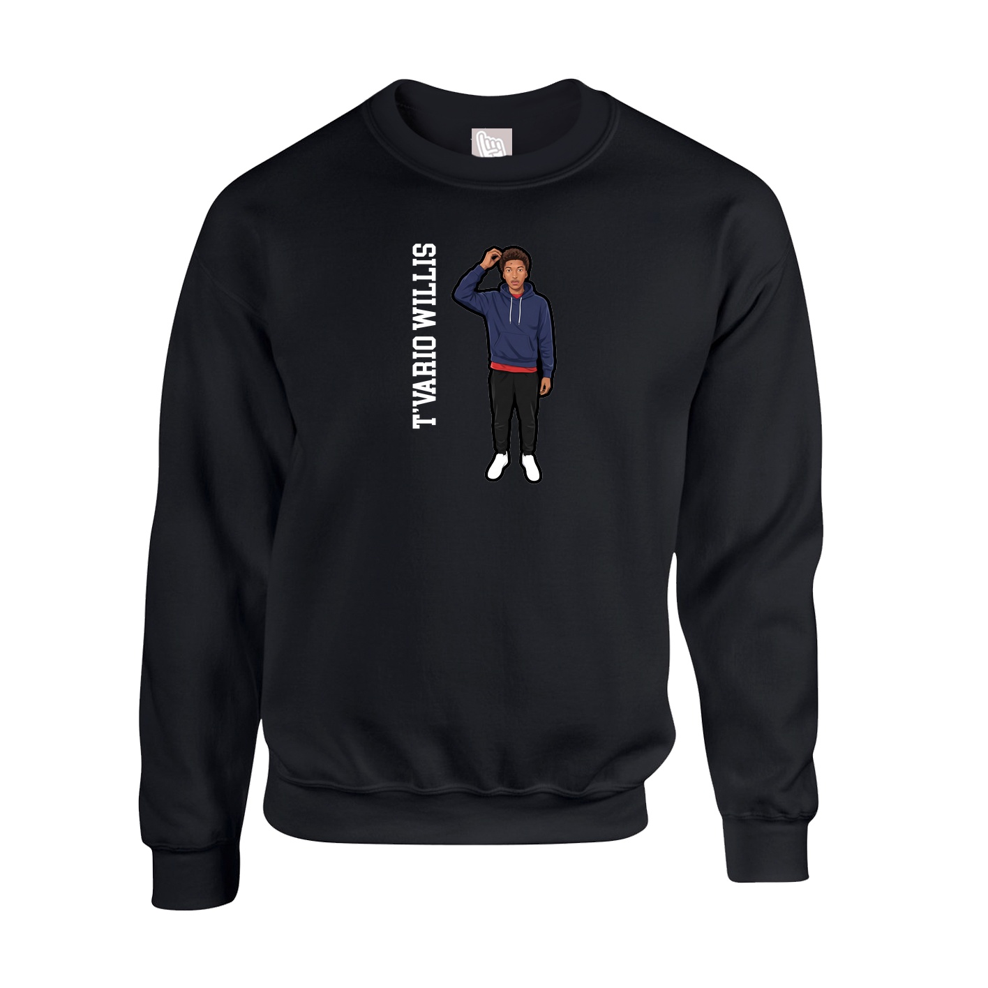 Fleece Crew — Name Vertical in Black