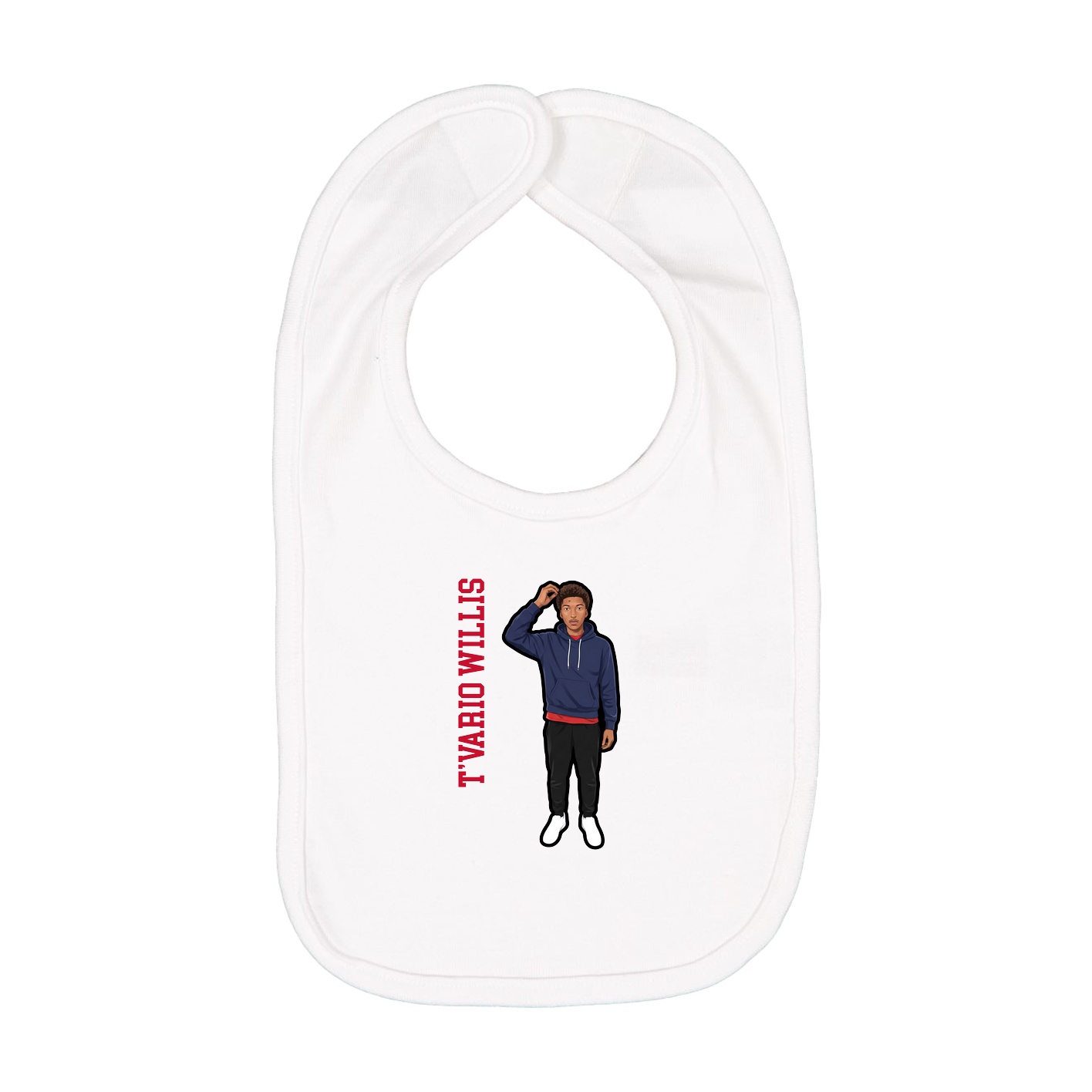 Infant Bib — Name Vertical in White