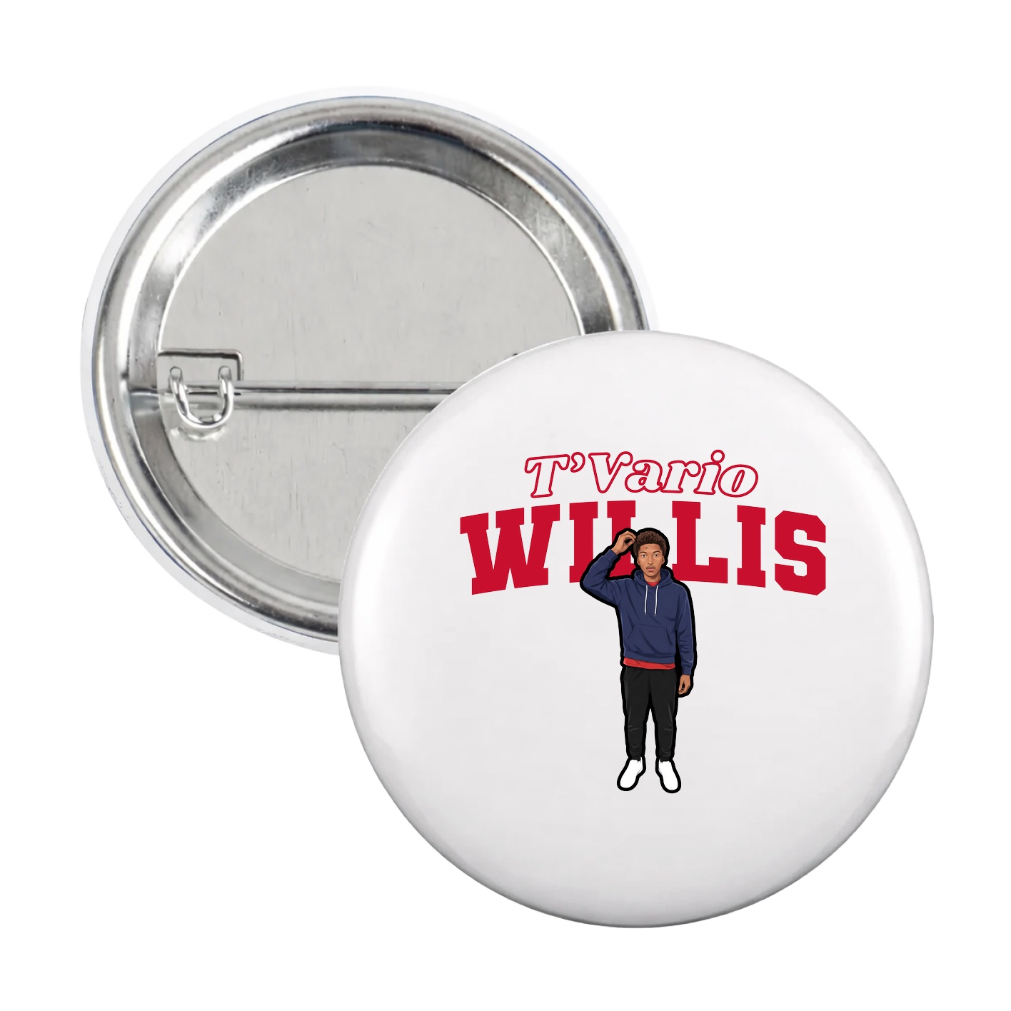 Game Day Button — Name Arch in White