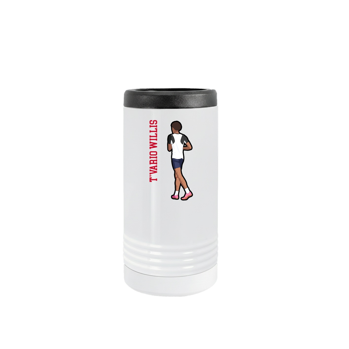 Slim Beverage Holder — Name Vertical in White