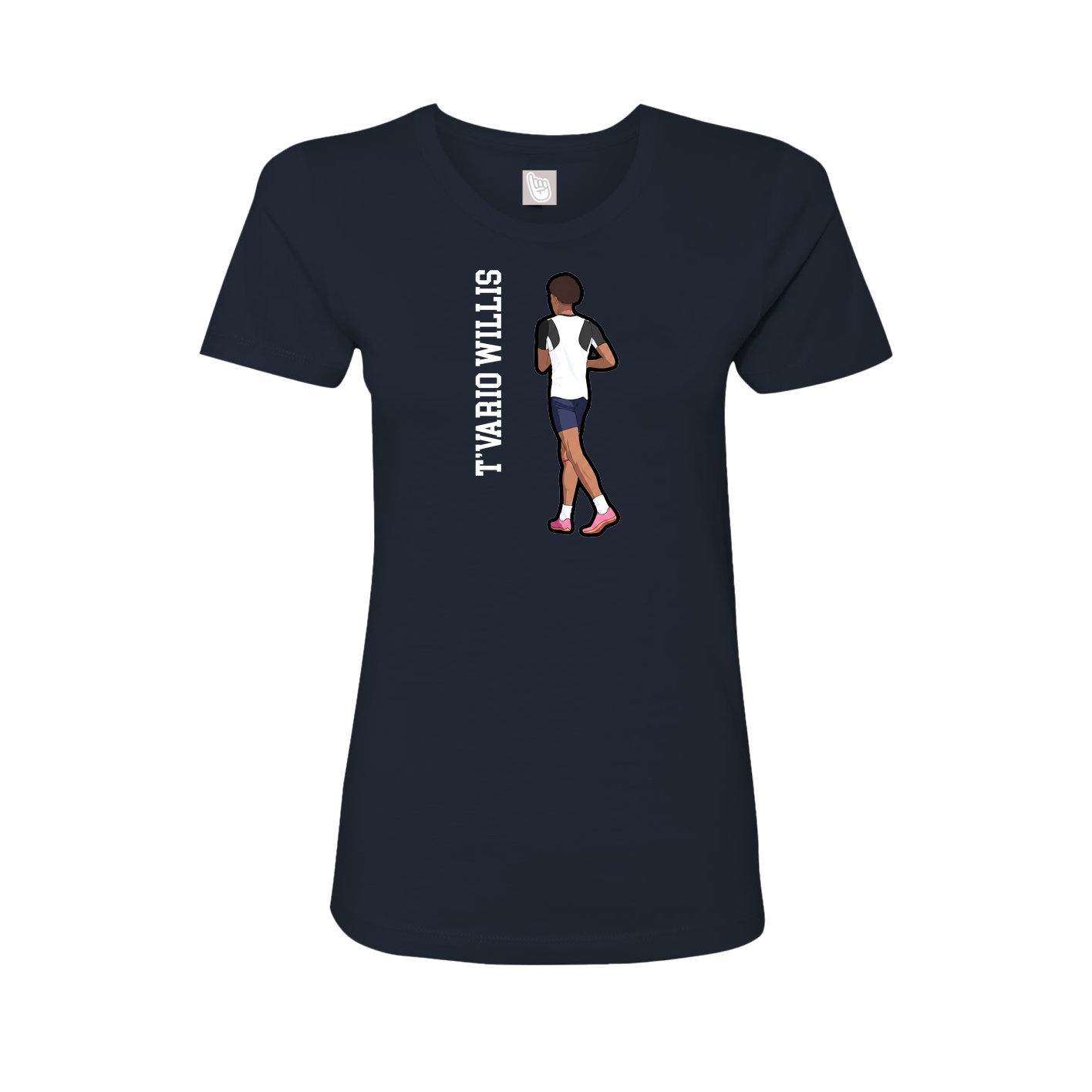 Womens Tee — Name Vertical in Navy