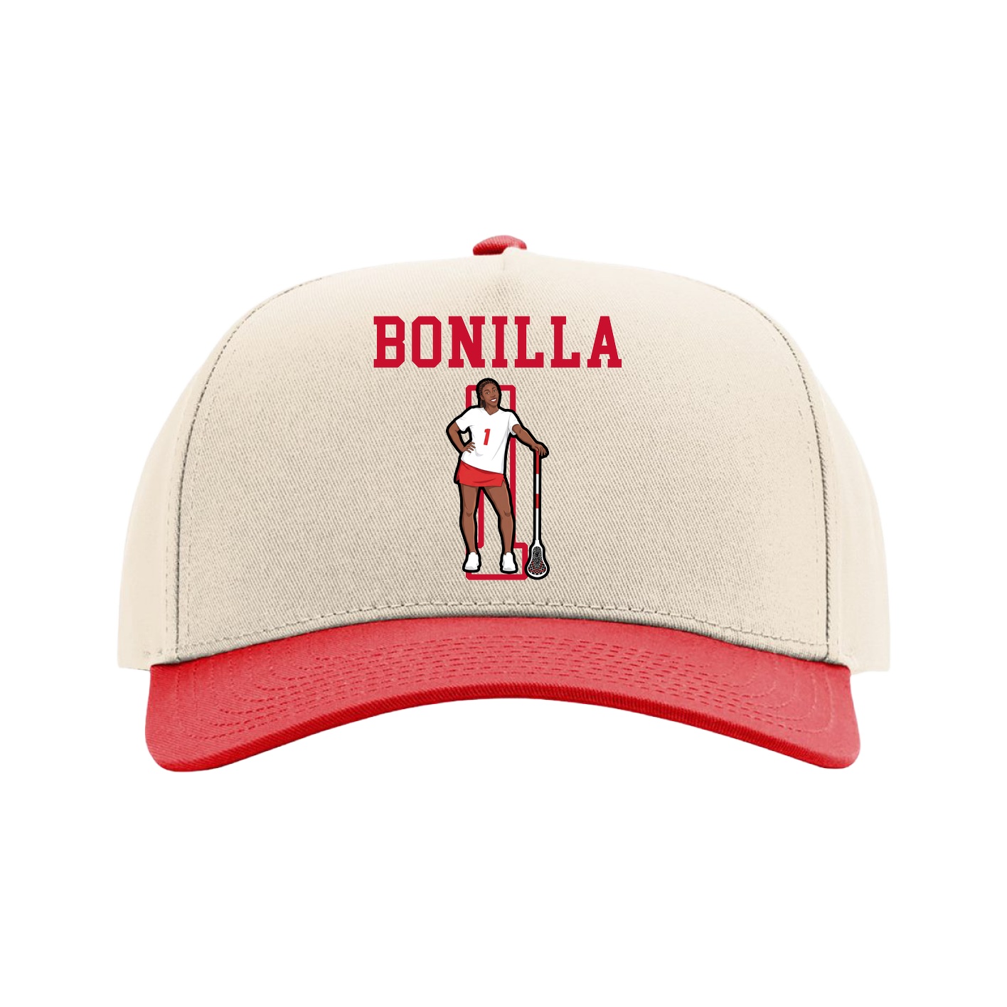 Full Fabric Five-Panel Champ Cap — Shirsey in Cream/Red