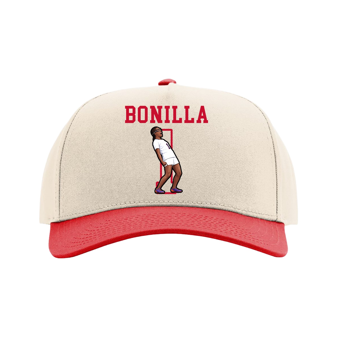 Full Fabric Five-Panel Champ Cap — Shirsey in Cream/Red