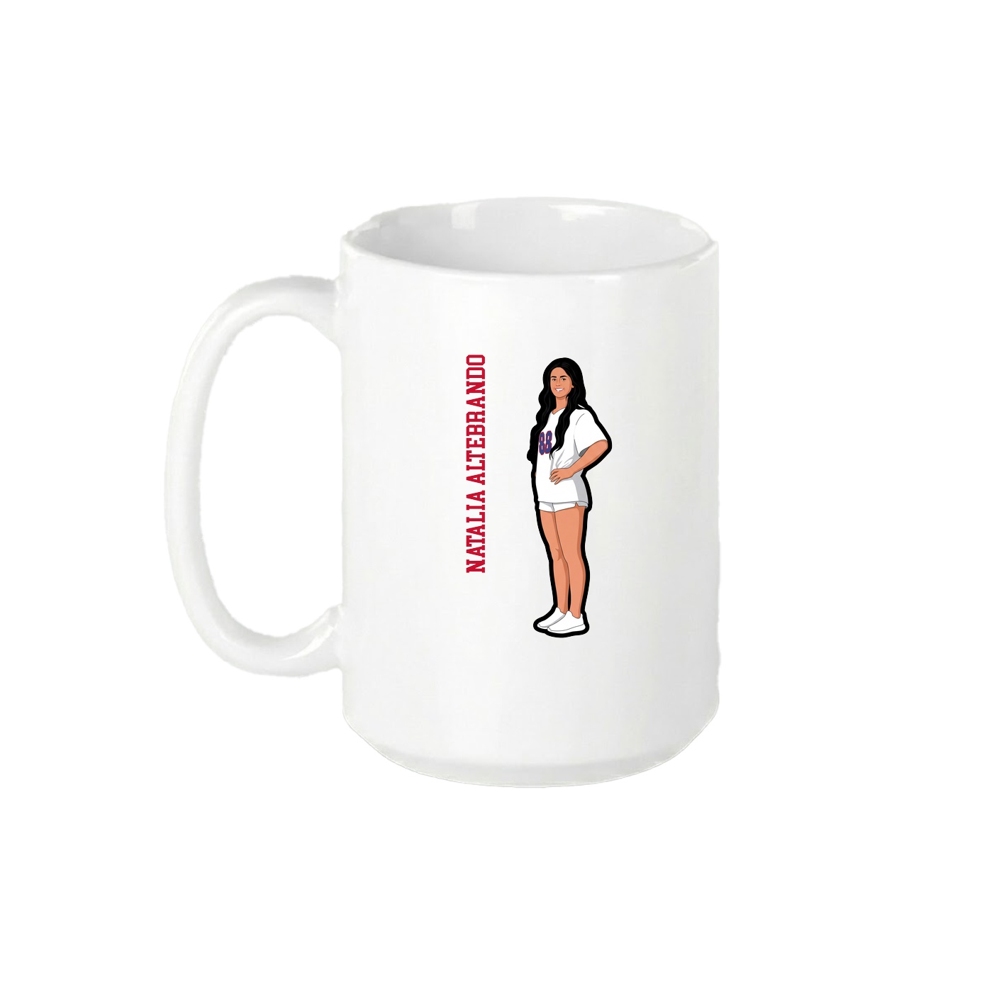 15oz Coffee Mug — Name Vertical in White
